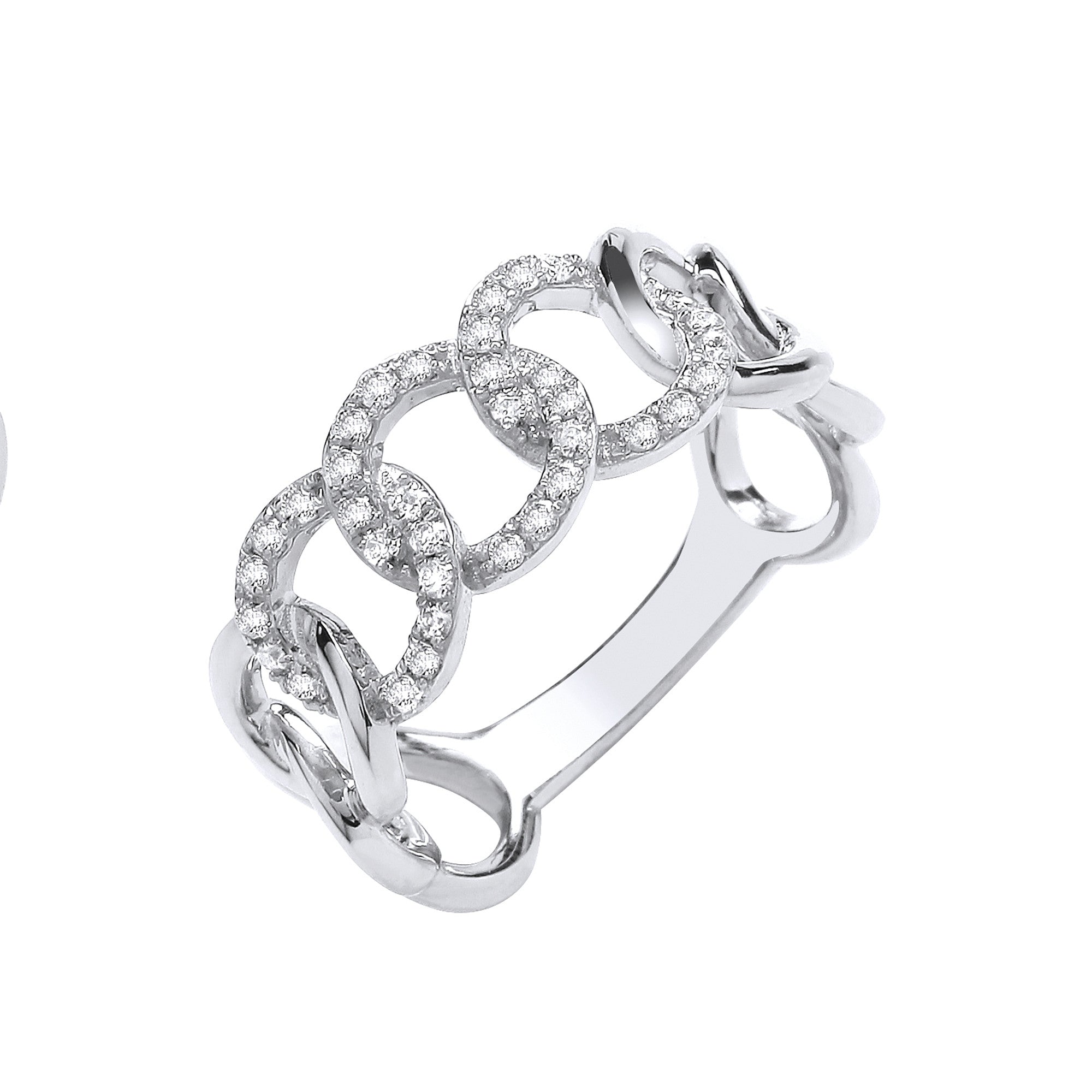 9ct White Gold 0.23ct Diamond Curb Ring
