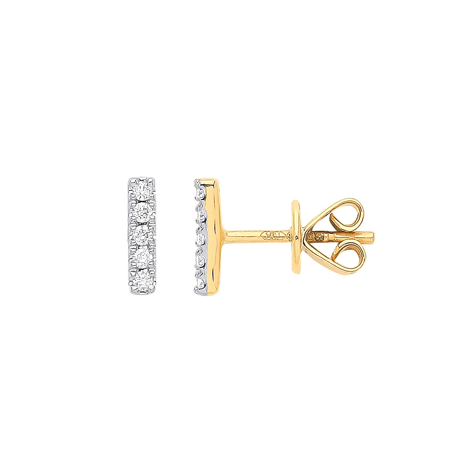 9ct Yellow Gold 0.07ct Diamond Stud Earrings