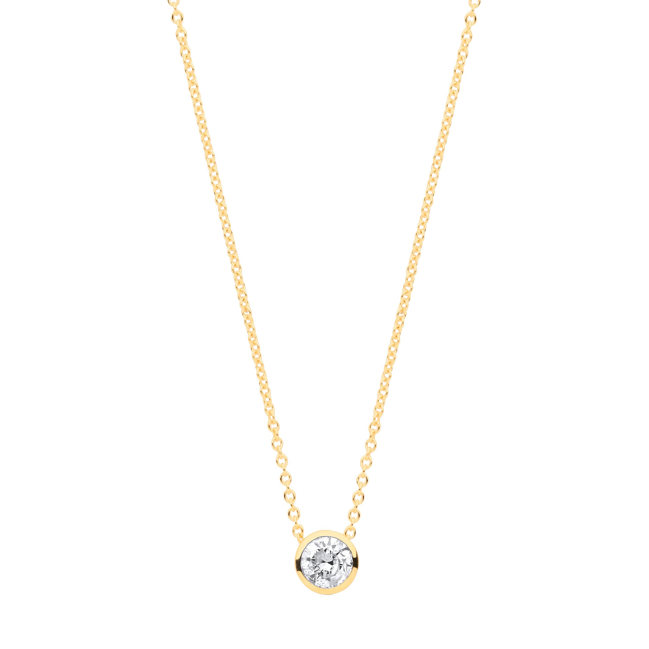 18ct Yellow gold 0.25ctw G-SI Rubover Diamond Pendant (18in/45cm) Chain