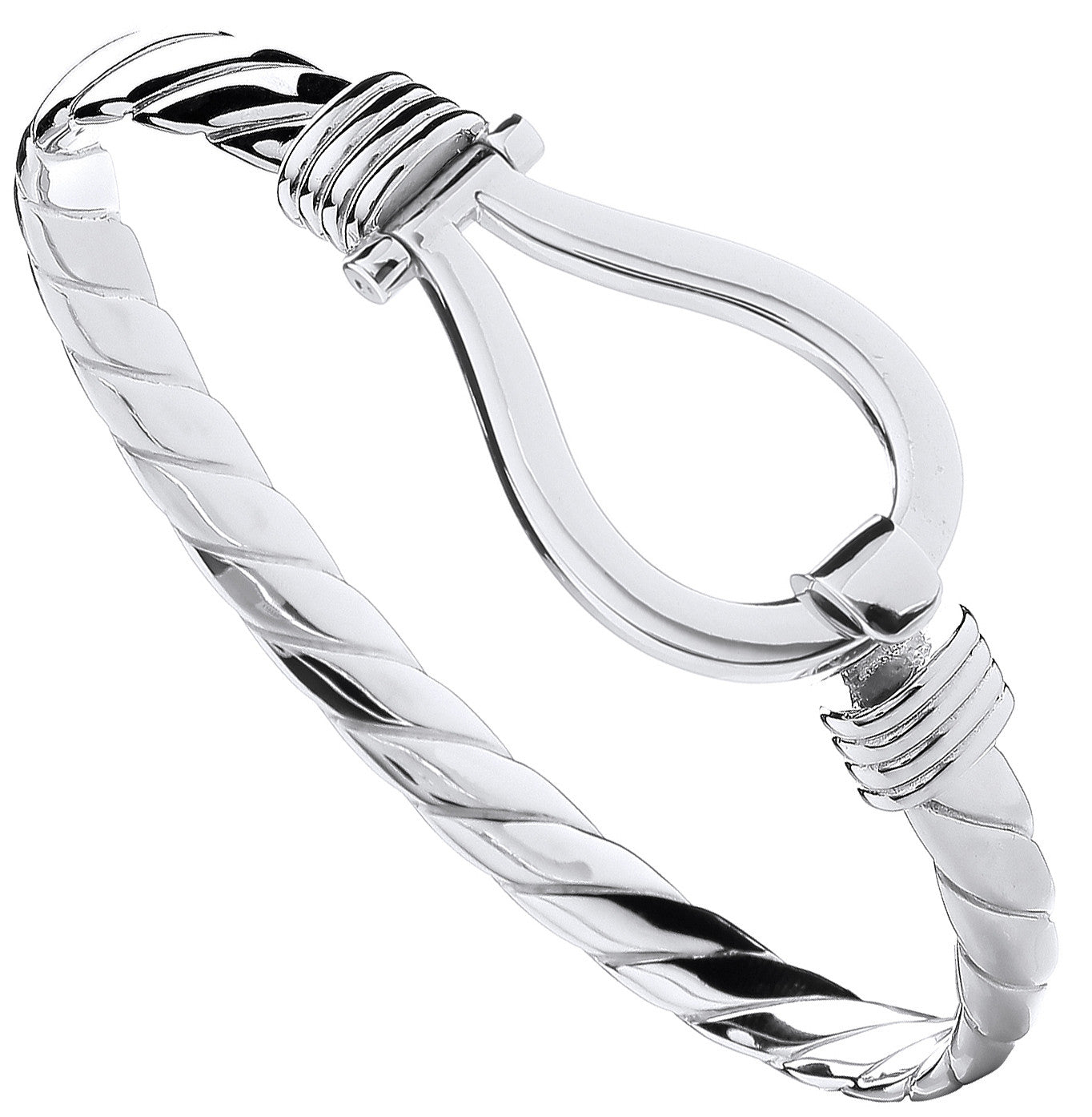 Sterling Silver Hook Bangle for Men