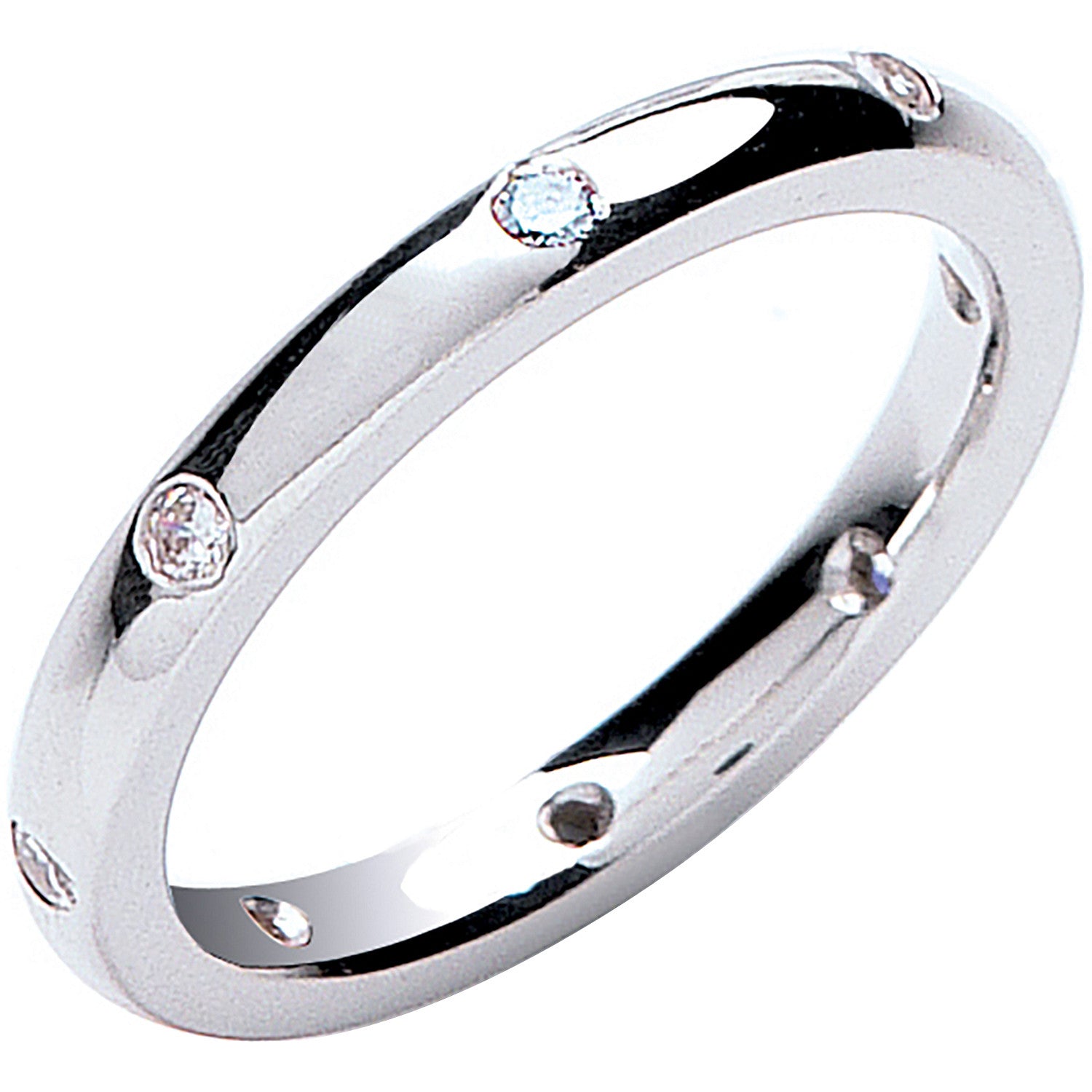 0.13ctw 8st Brilliant Cut Diamond Set 2mm Court Platinum Wedding Band
