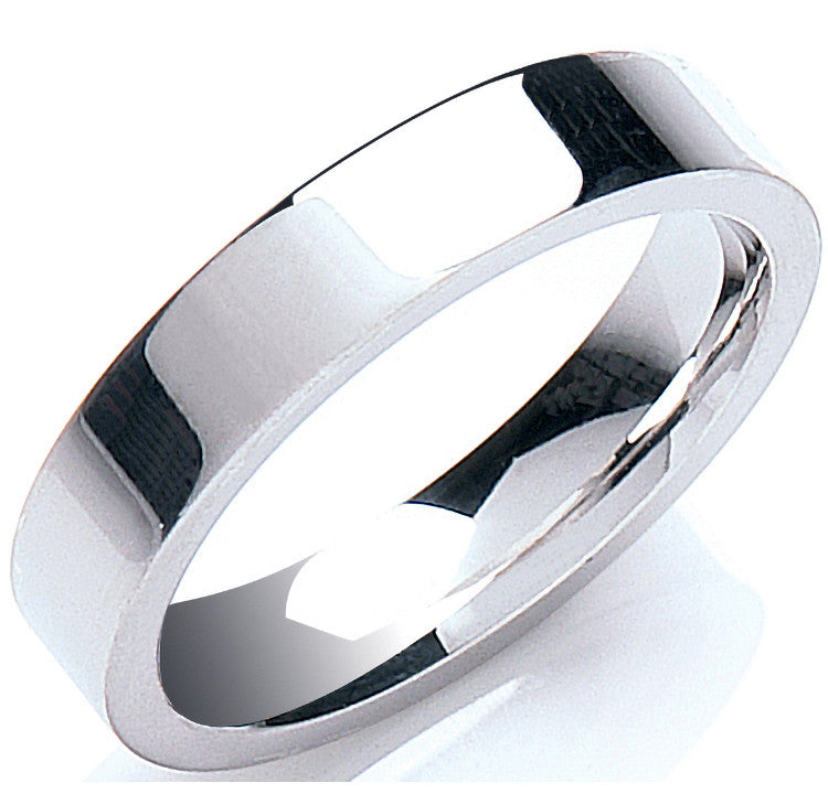 4mm Premium Flat Court Wedding Ring | 18ct Gold & Platinum