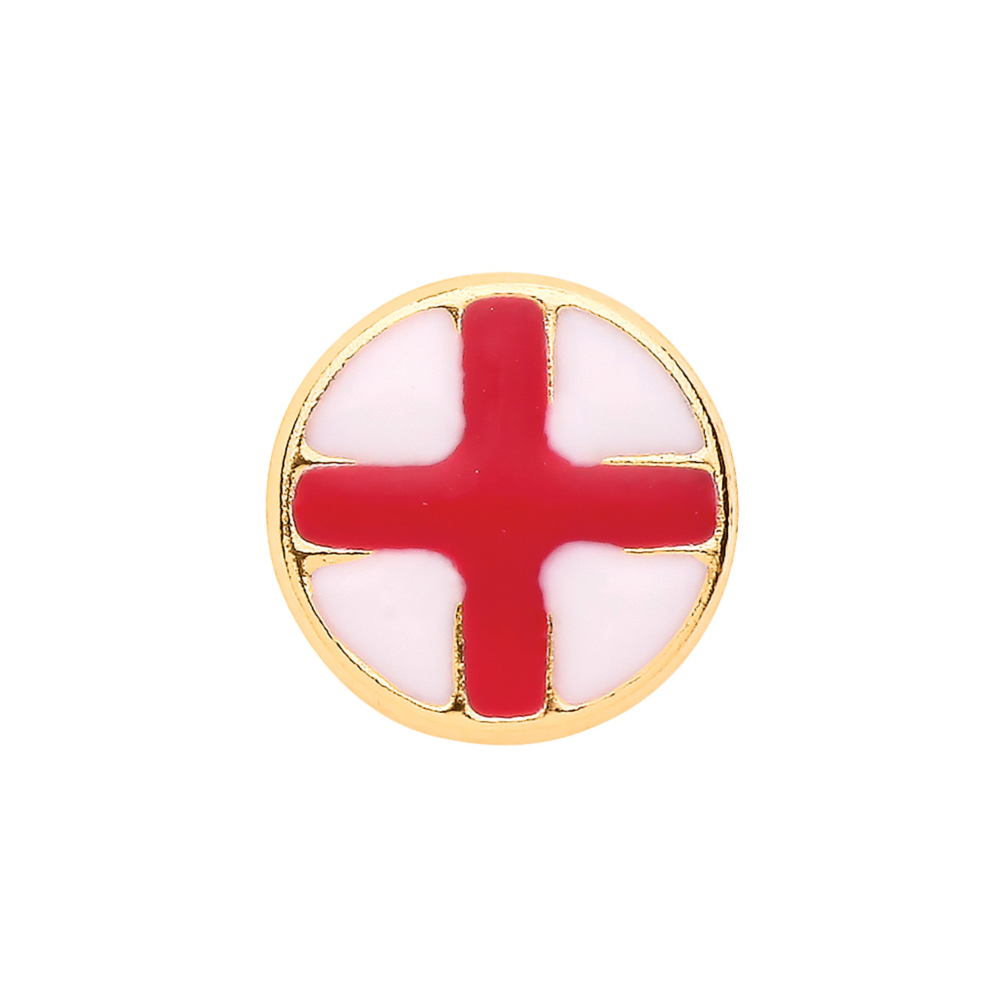 9ct Yellow Gold England Flag St George's Cross Men's Earring