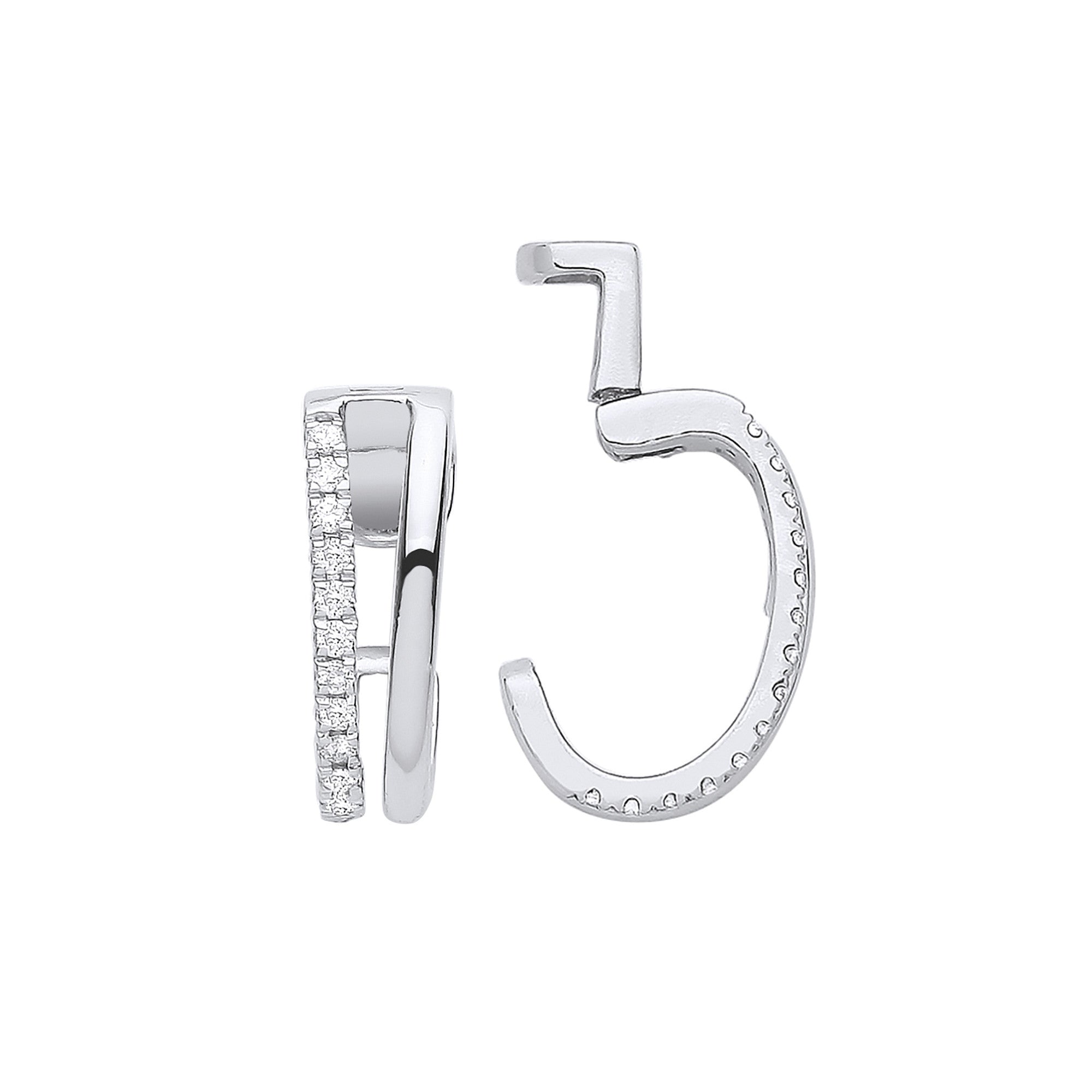 9ct White Gold 0.08ct Diamond Single Cuff Earring