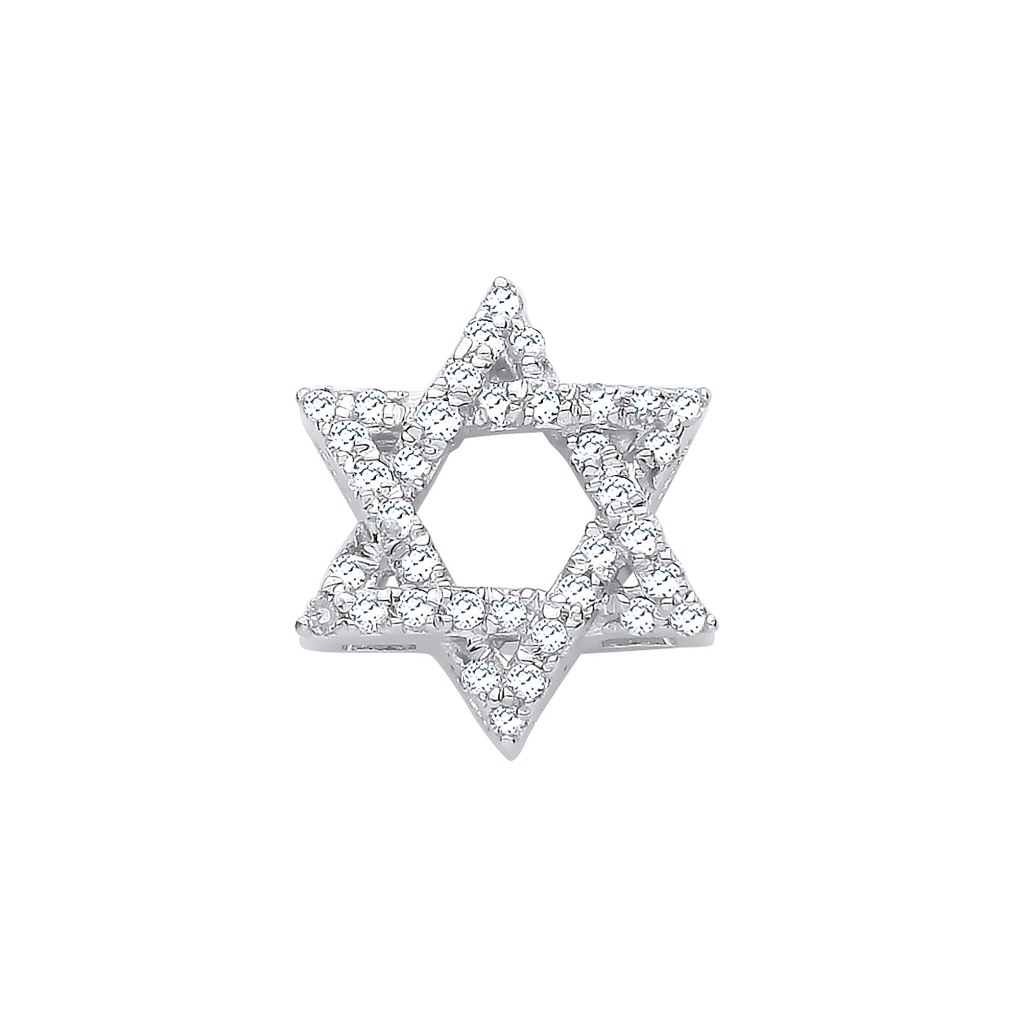 9ct White Gold 0.10ct Diamonds Star of David Pendant