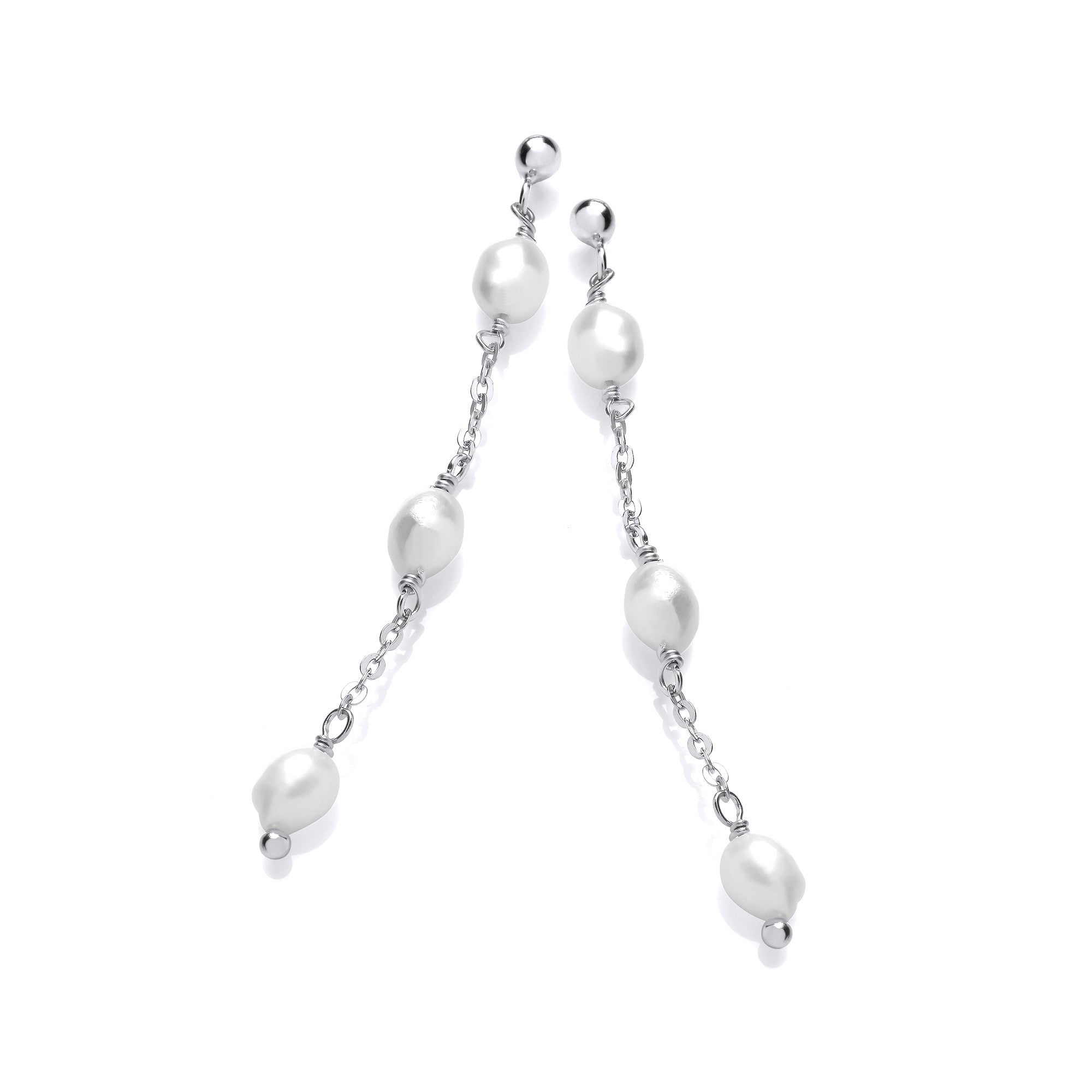 925 Sterling Silver Water Pearls Drop Earrings J-Jaz