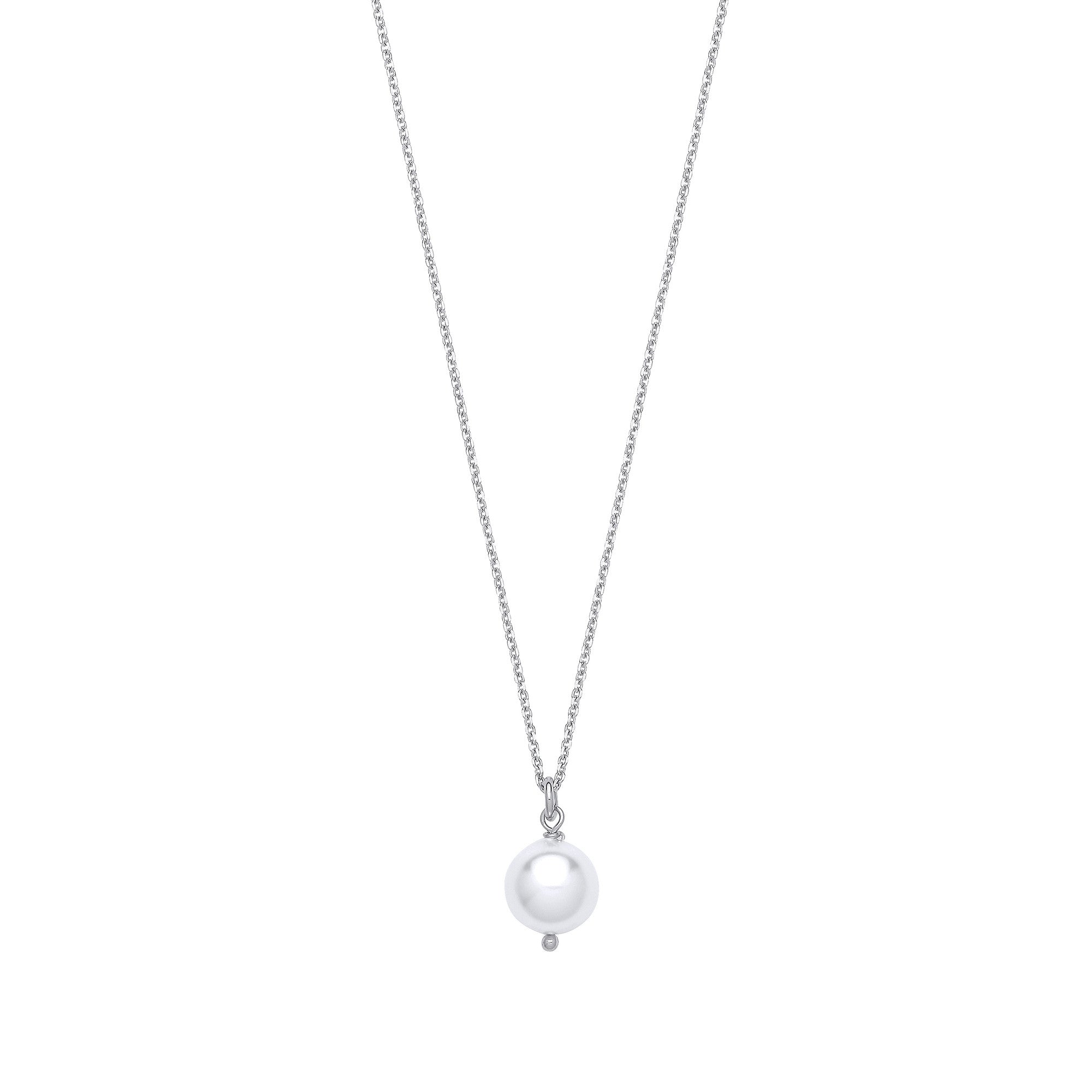 Silver 10mm White Pearl Necklace