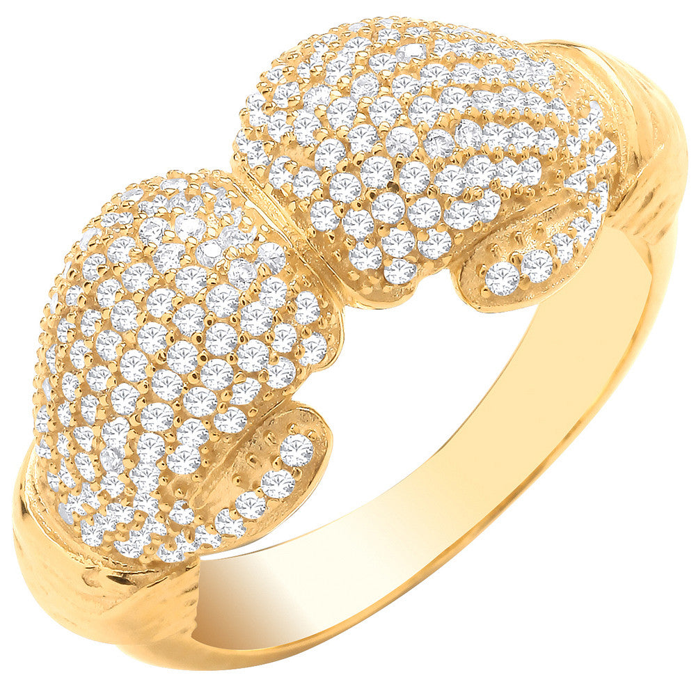 Yellow Gold CZ Boxing Gloves Ring for Men