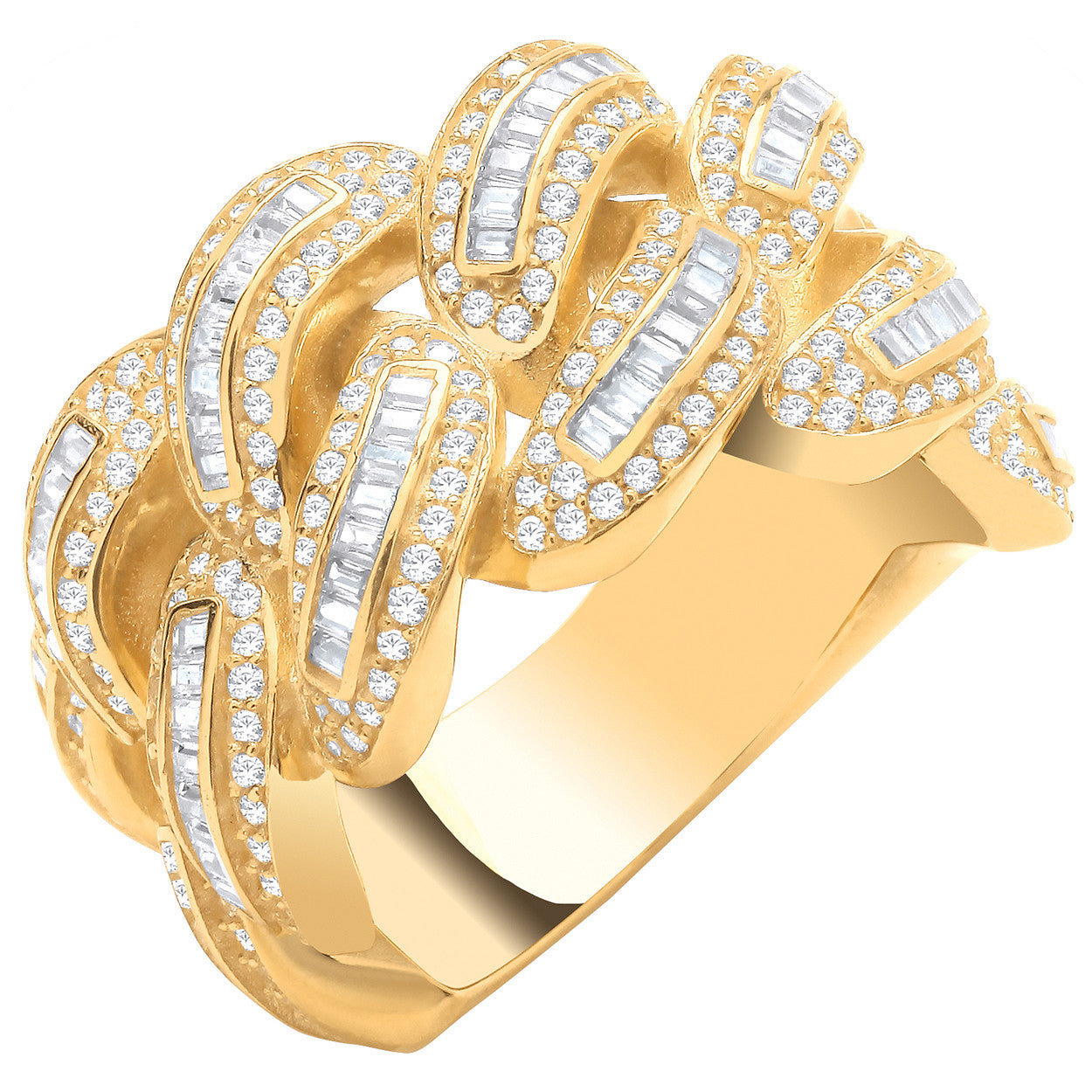Yellow Gold 16mm CZ Curb Style Ring for Men