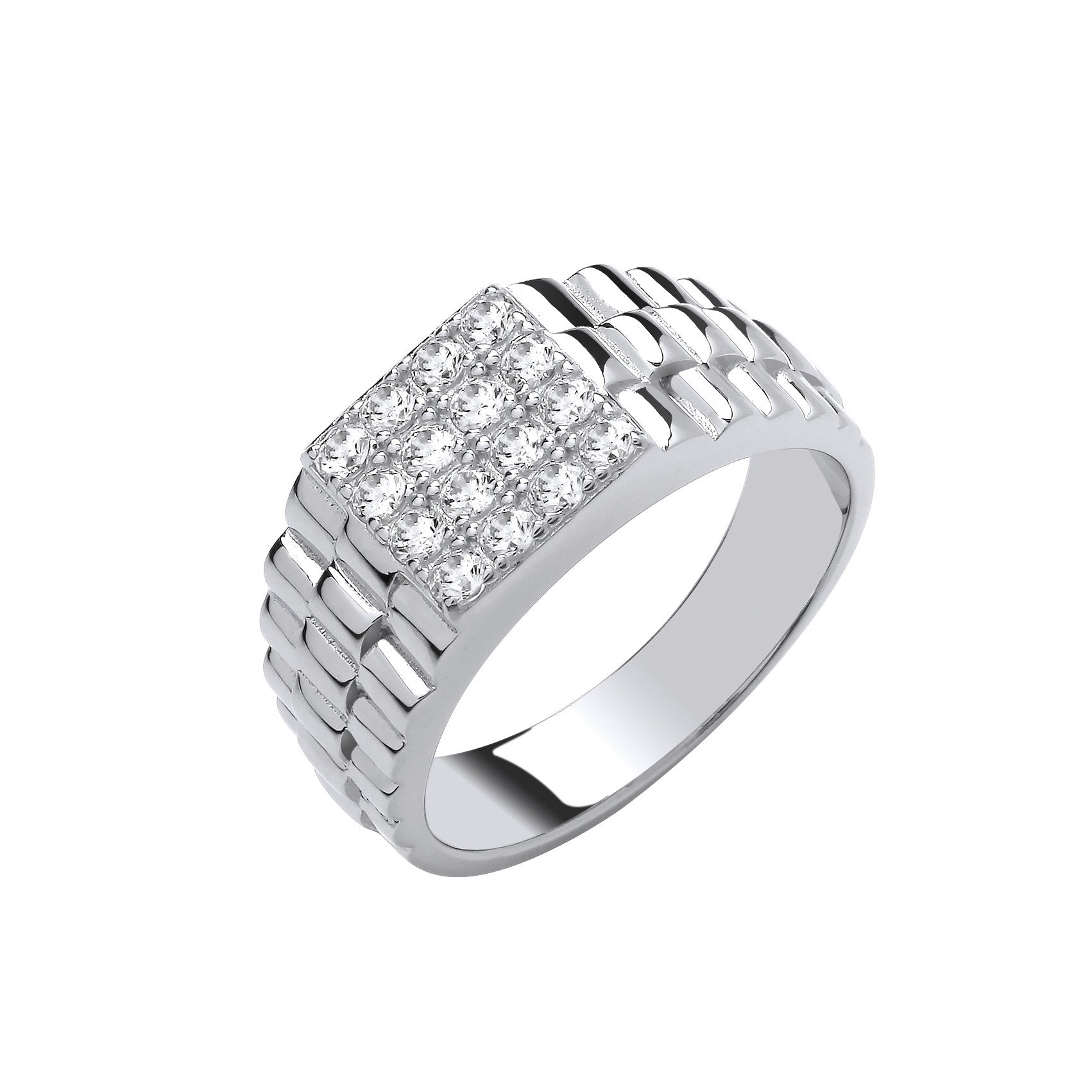 Sterling Silver Square Top CZ Ring for Men