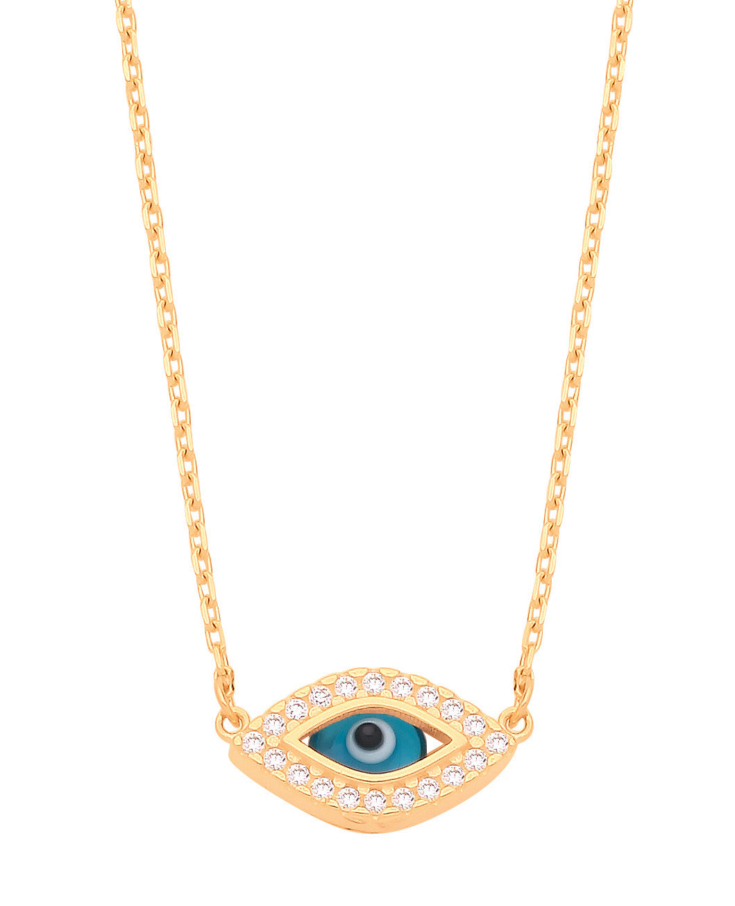 Yellow Gold Evil Eye Necklace | 17"