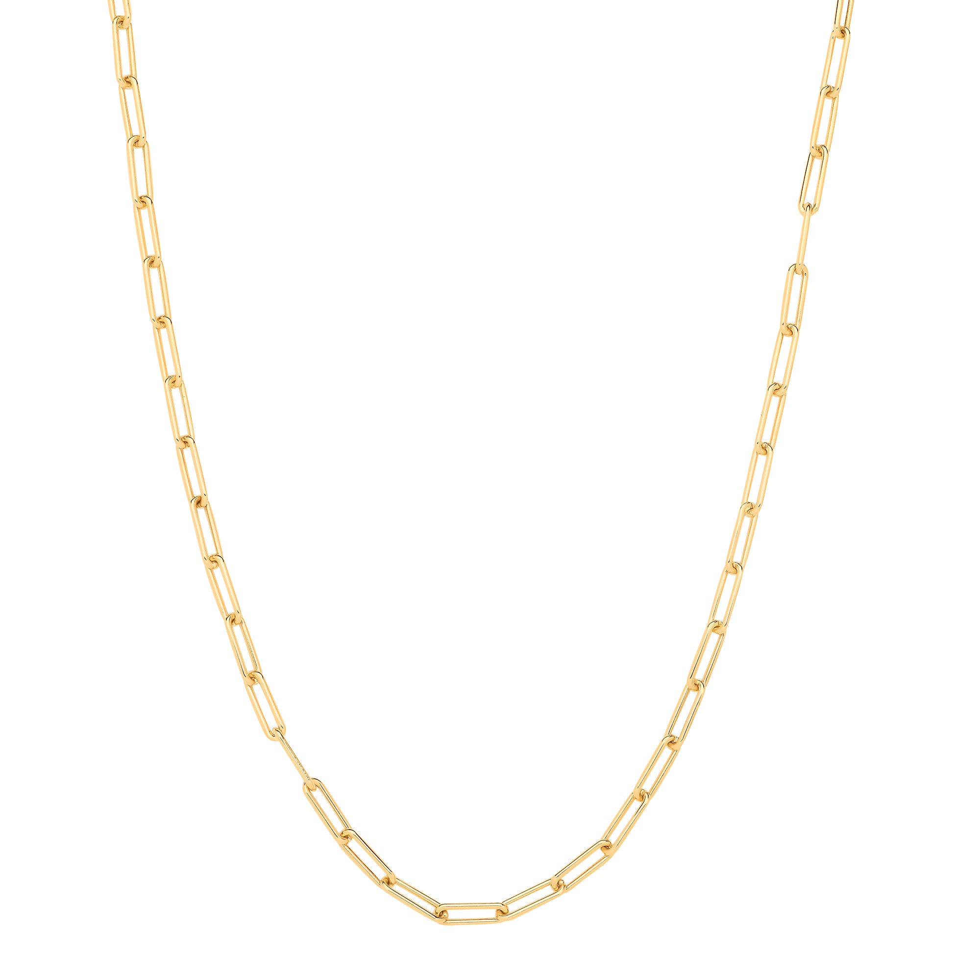 Yellow Gold Hollow Paper Clip Chain Necklace & Bracelet | 4.6mm