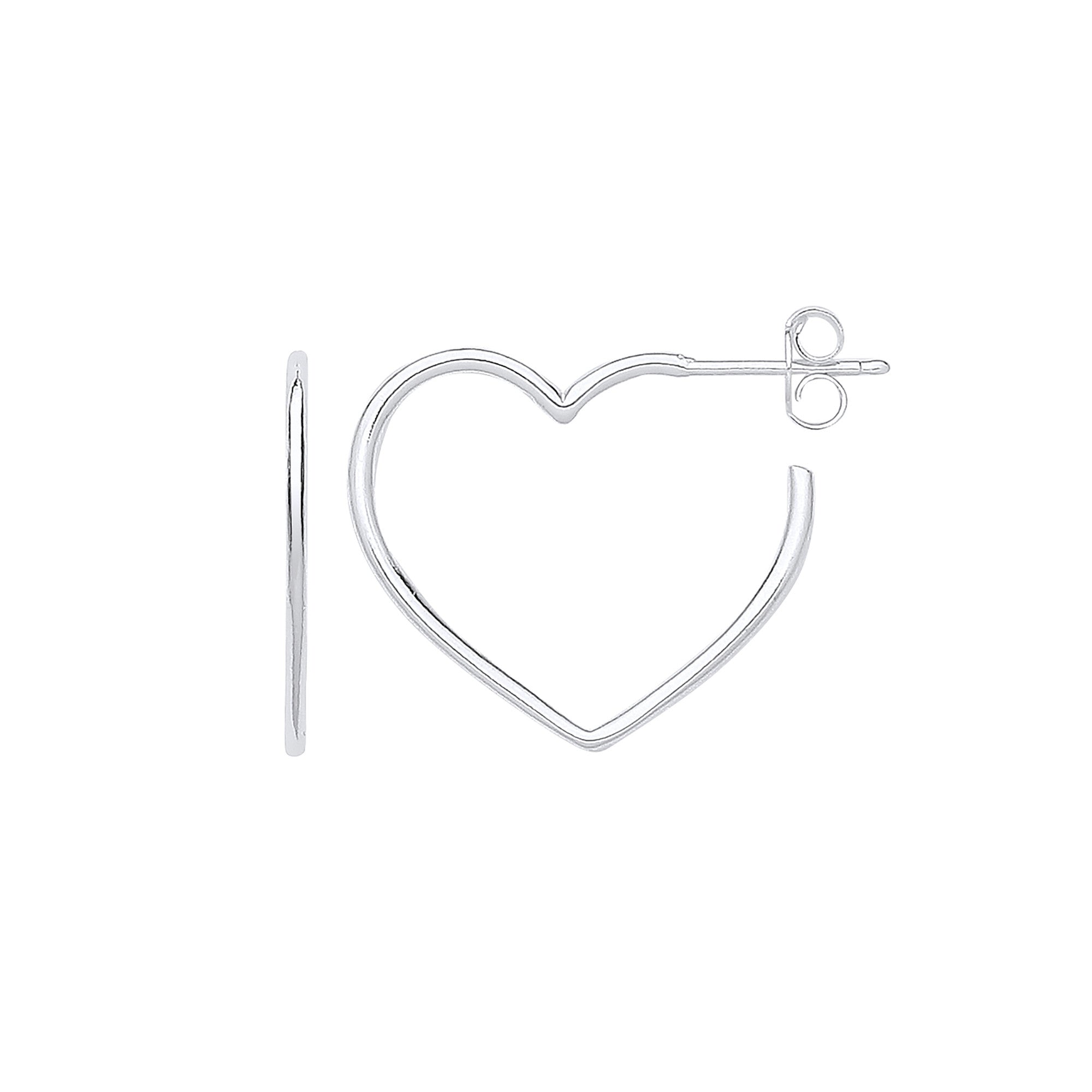 Sterling Silver Heart Hoop Earrings