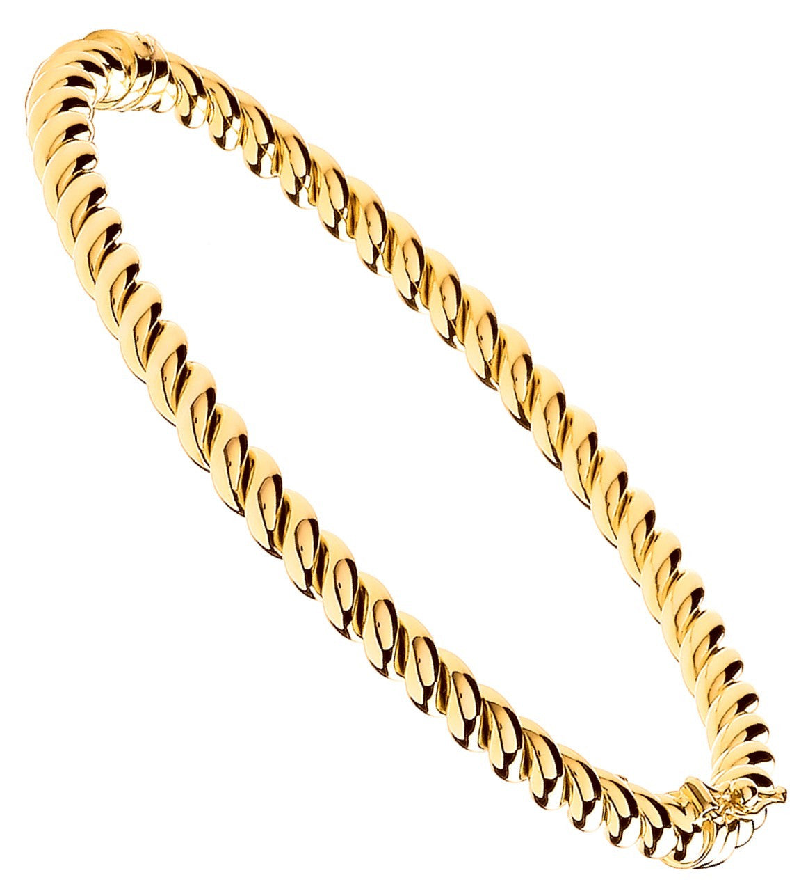 Yellow Gold Hollow Twist Bangle | 4.5mm