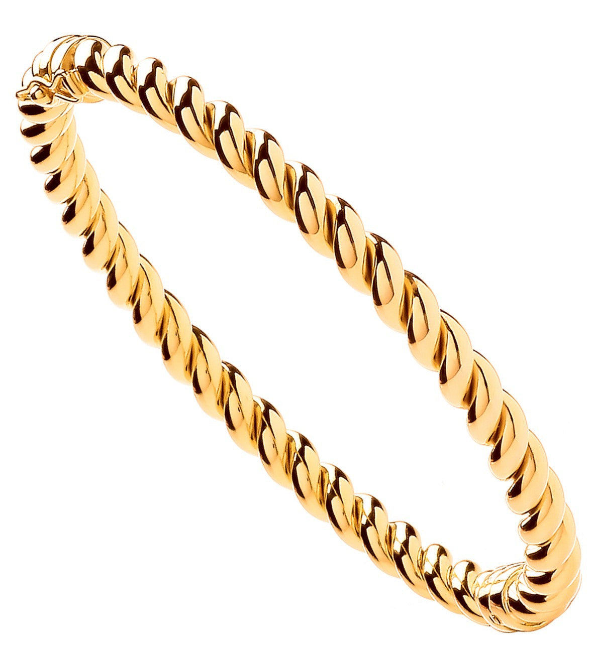 Yellow Gold Hollow Twist Bangle | 5.5mm