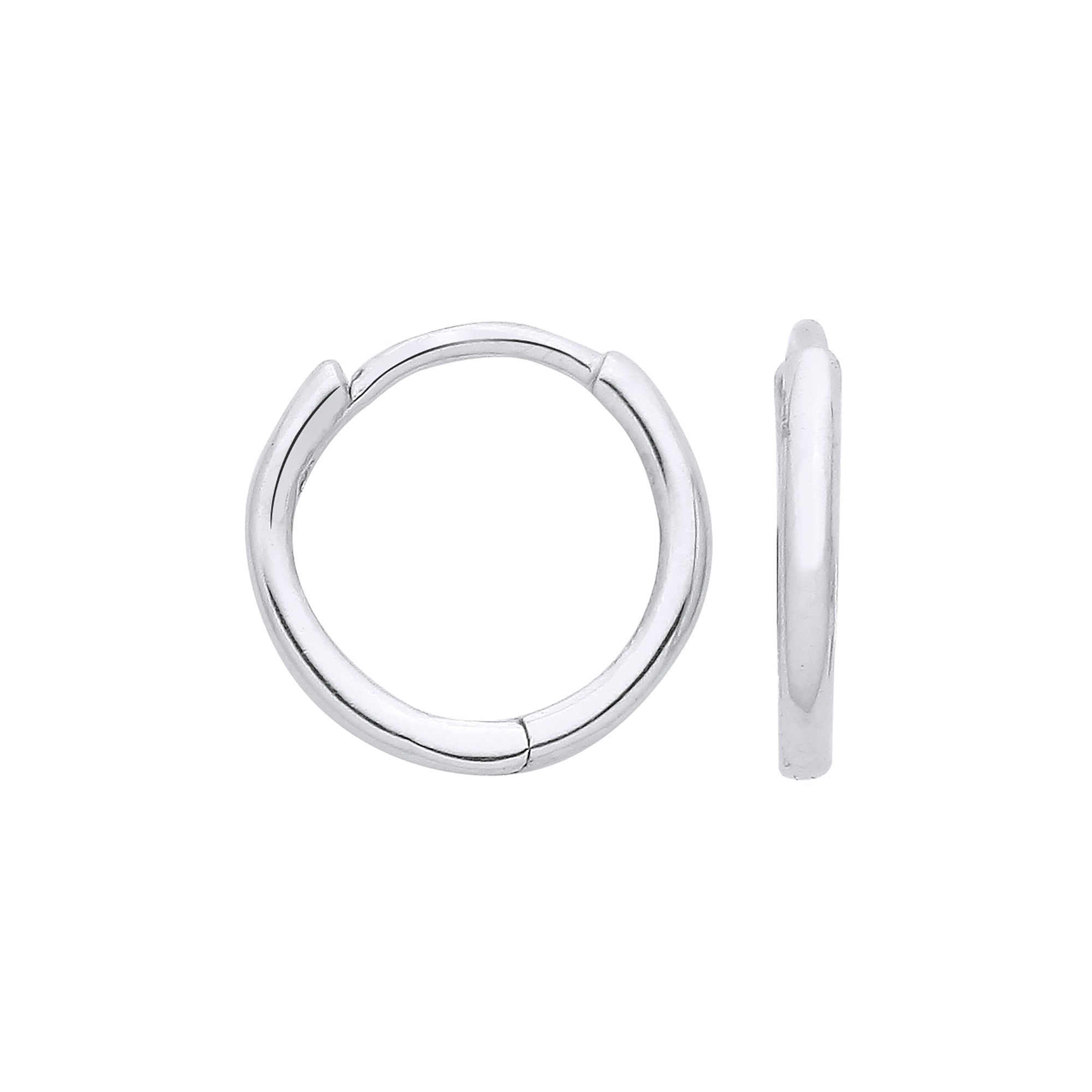 White Gold Plain Hinged Sleeper Earrings | 10mm