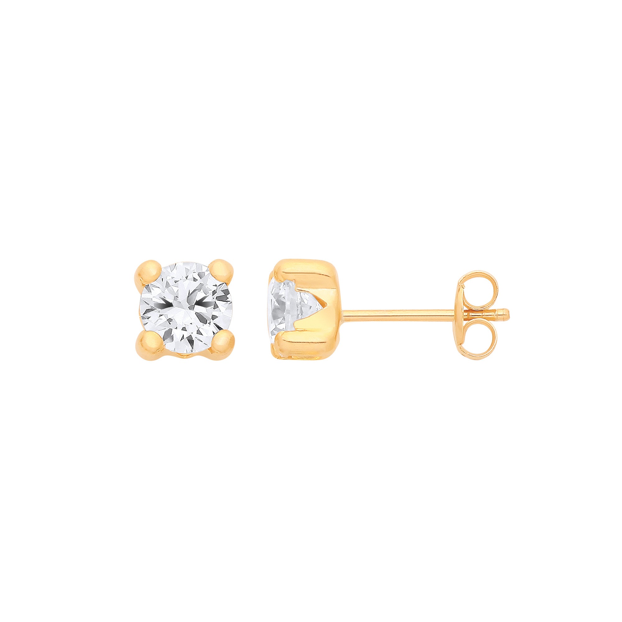 9ct Yellow Gold CZ Stud Earrings | 5mm Round