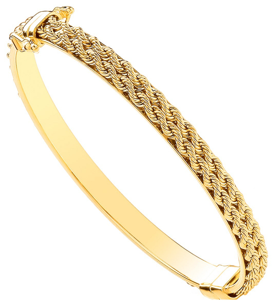 Yellow Gold Hollow Rope Chain Bangle | 5.3mm