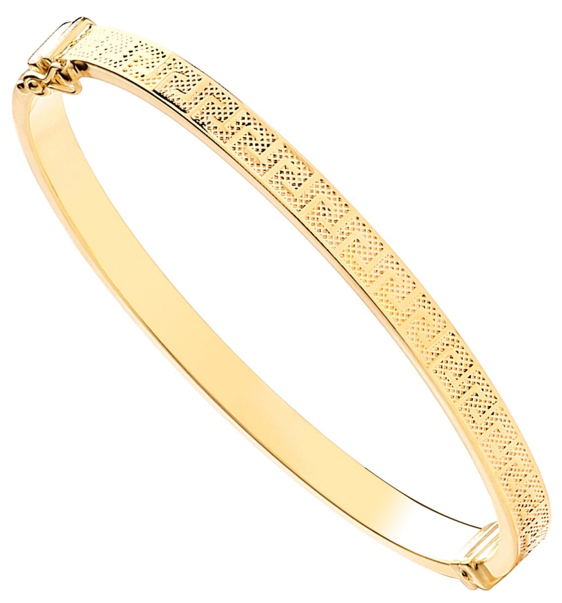 Yellow Gold Greek Key Bangle | 5.0mm