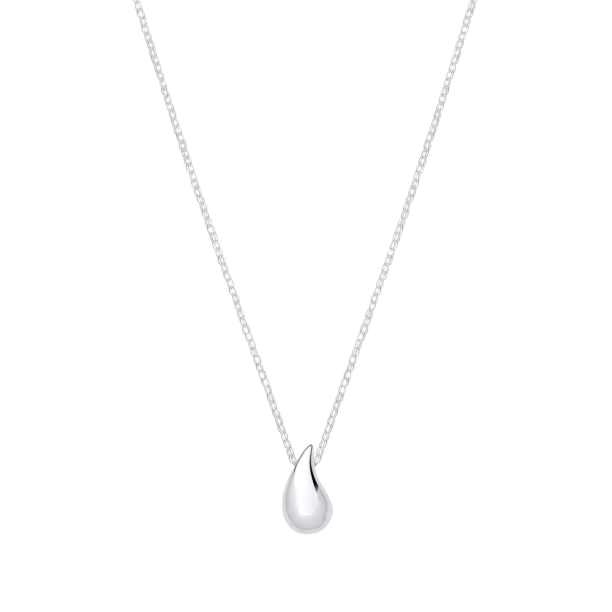 Sterling Silver Teardrop Pendant Necklace | 16" + 2" Extender