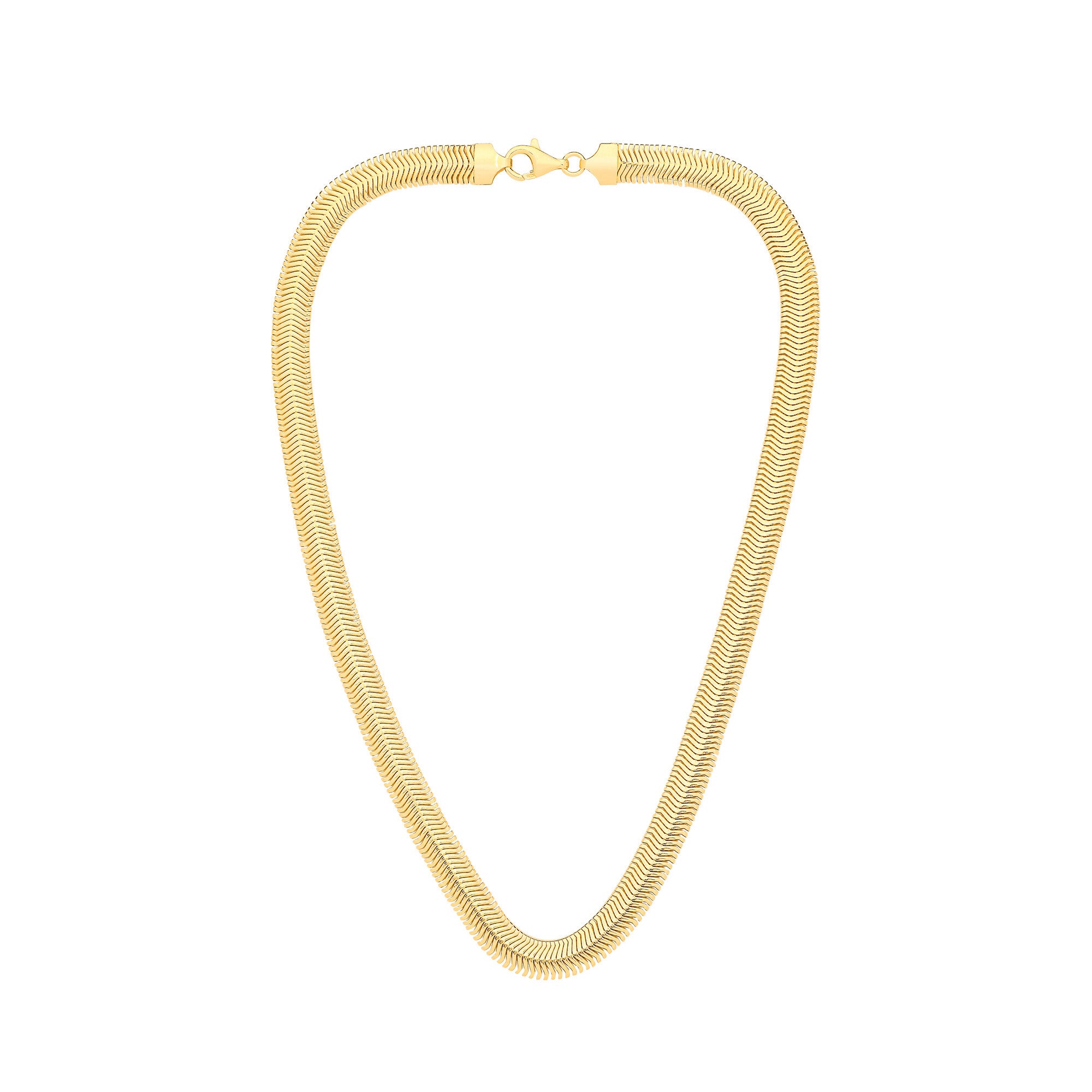 Silver Yellow Gold Plated Herringbone Collarette & Bracelet | 8.0mm
