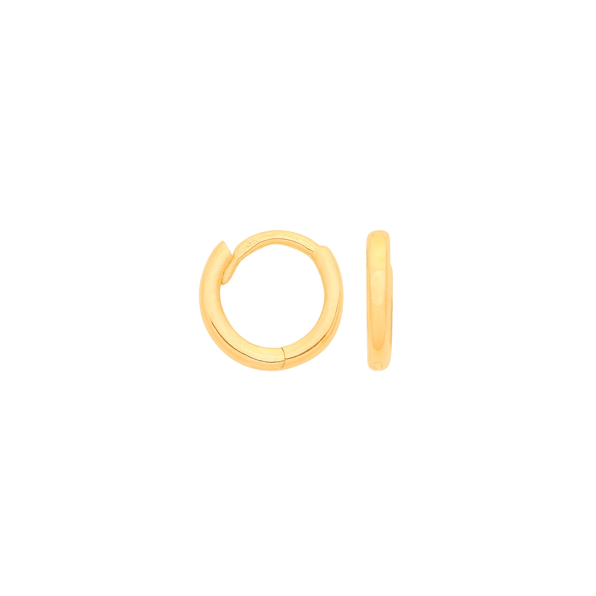 Yellow Gold 8mm Tiny Hollow Sleeper Earrings