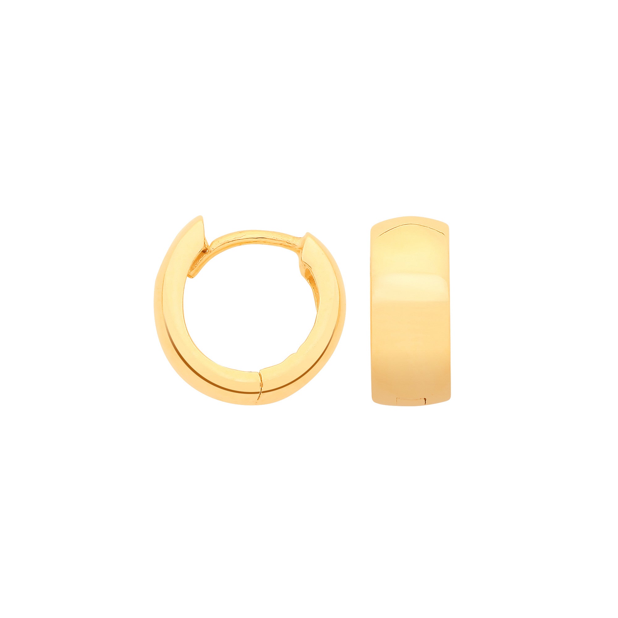 Yellow Gold 10.4mm Plain Huggie Earrings