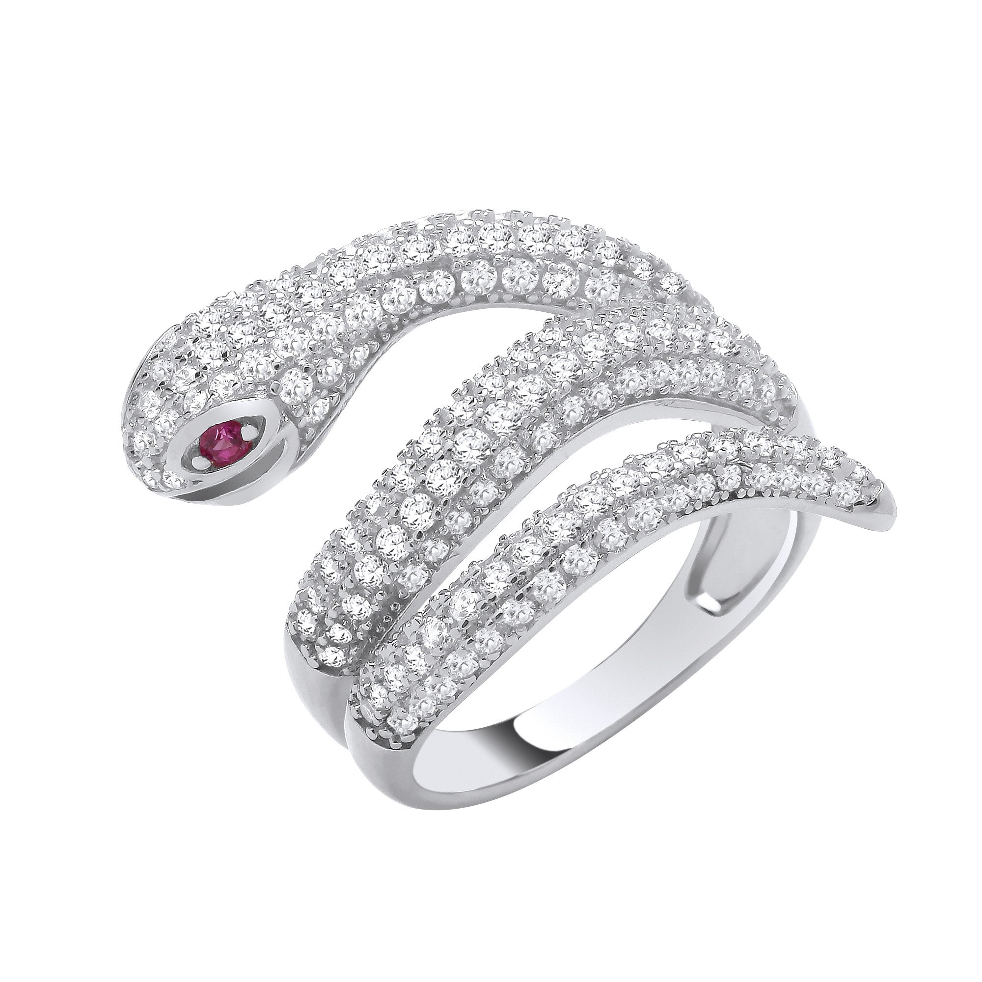 Sterling Silver CZ Snake Ring