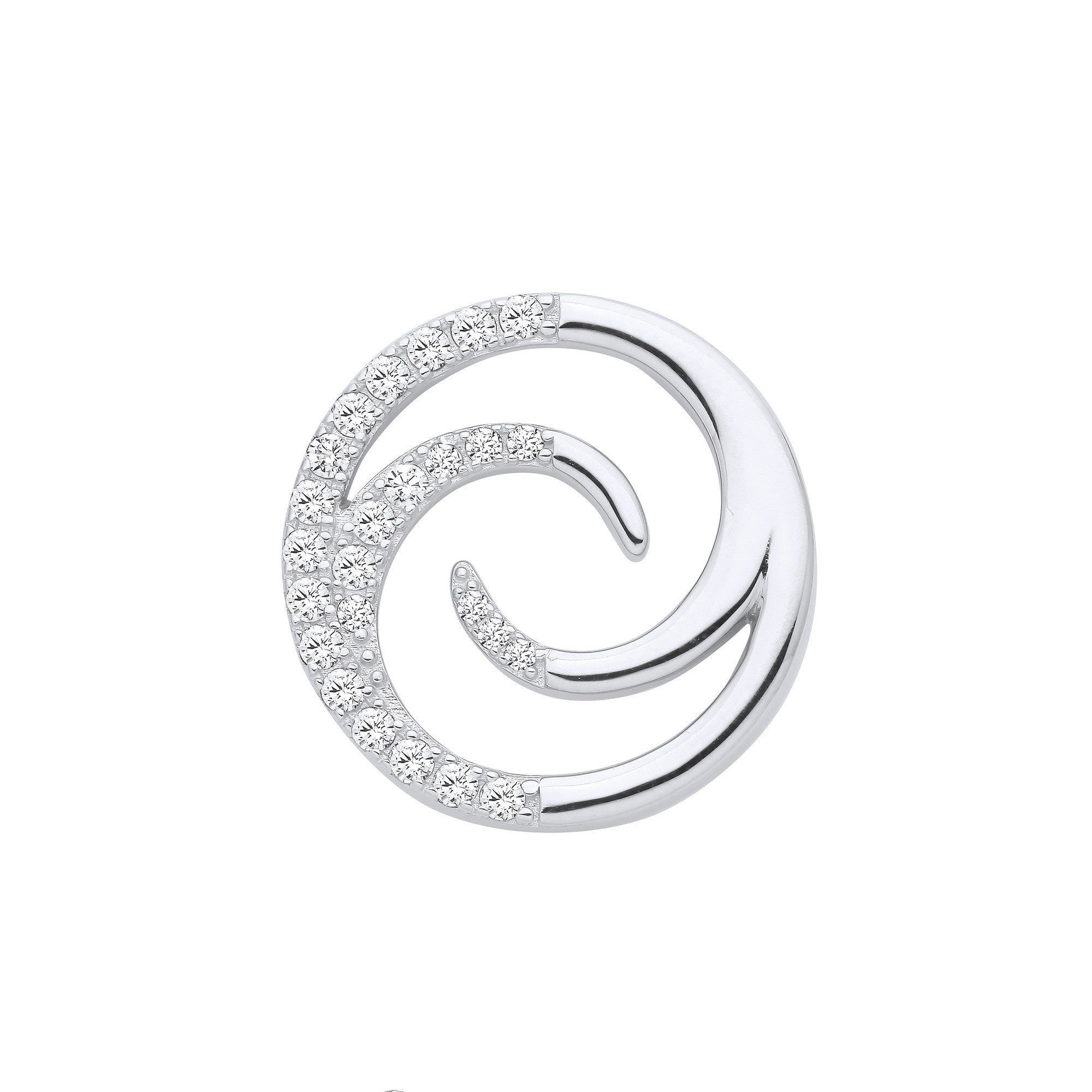 Sterling Silver CZ Swirl Pendant Necklace