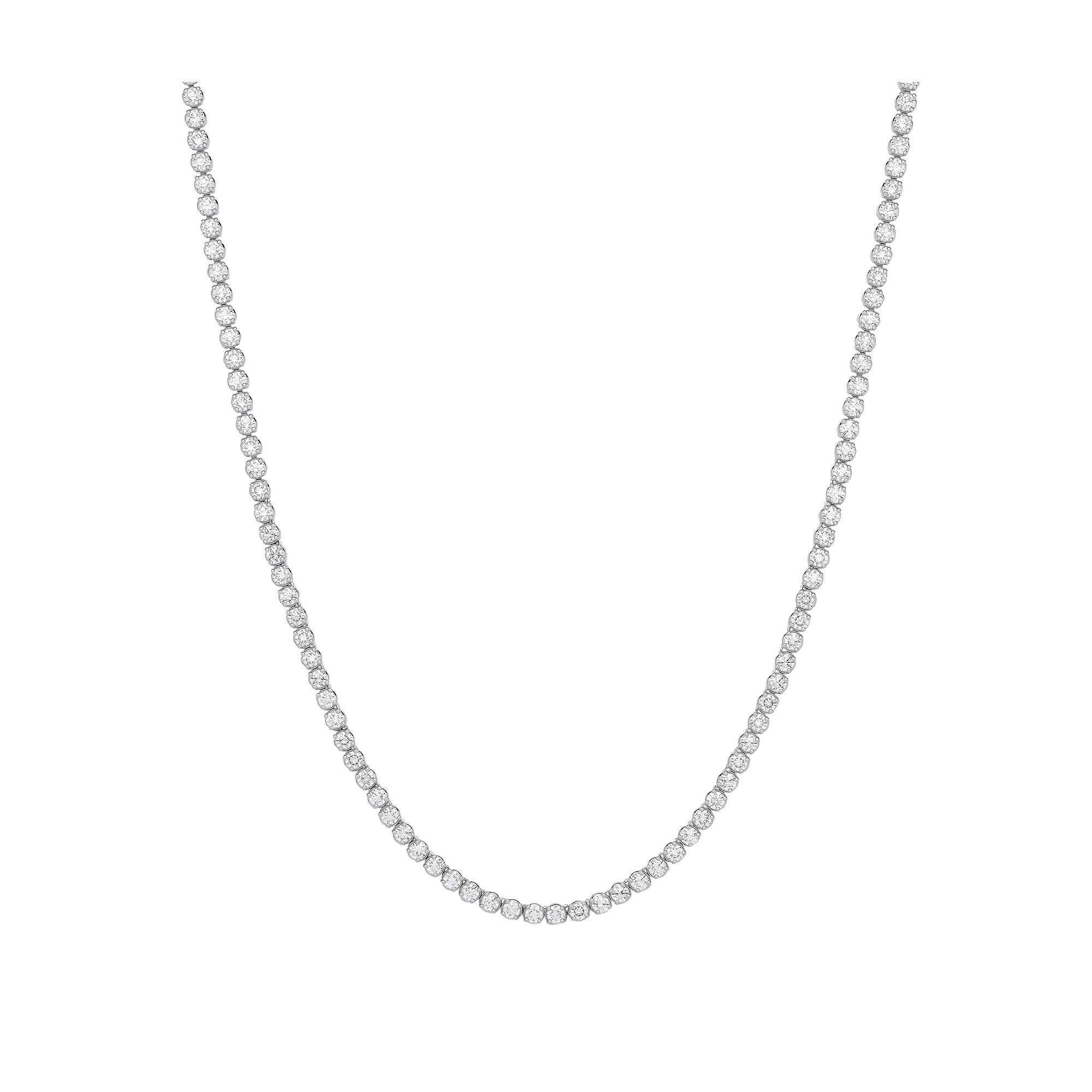 9ct White Gold 10.00ctw LAB GROWN 17" Diamond Tennis Necklace IGI Certified