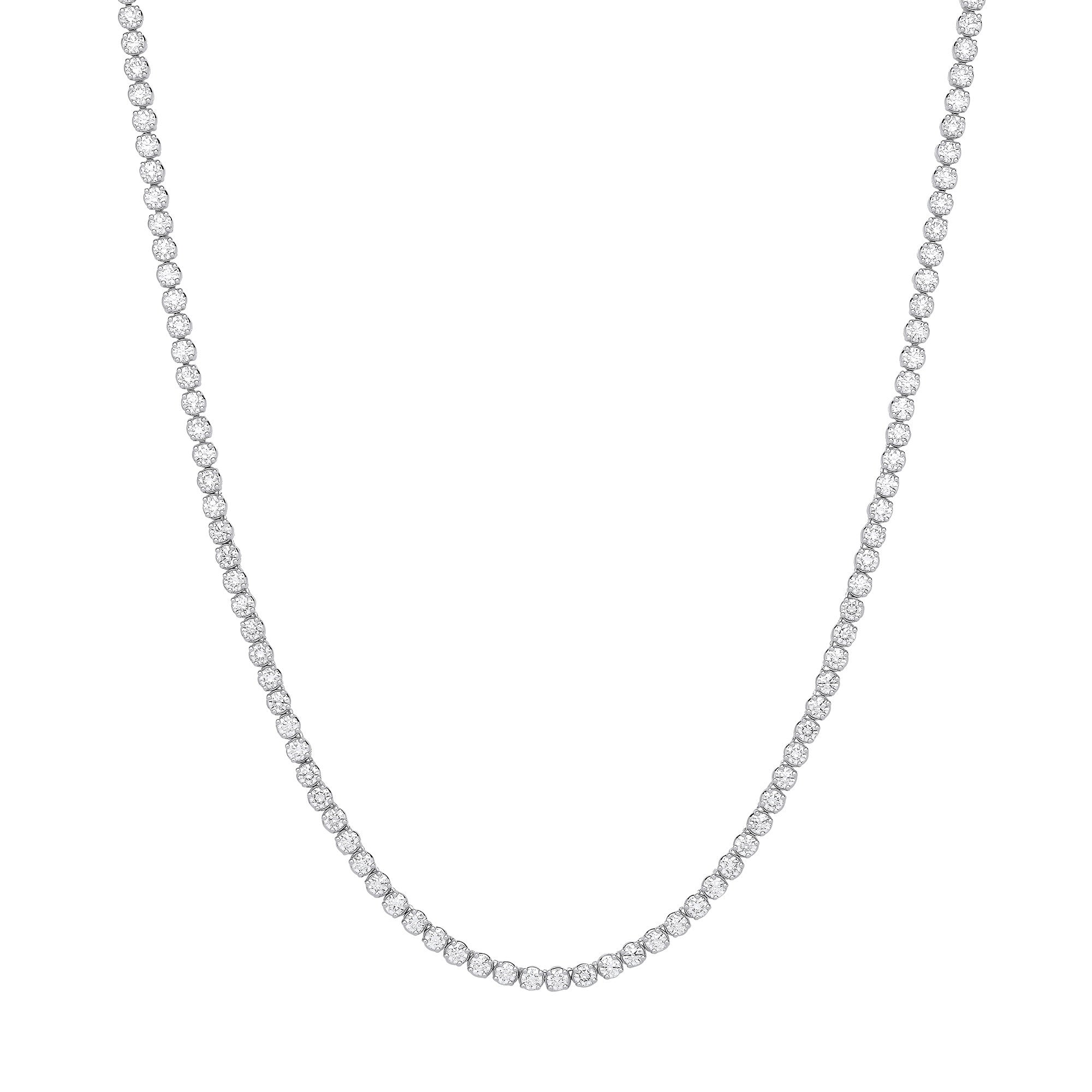 9ct White Gold Lab Grown Diamond Tennis Necklace | 15.00ctw | 17" | IGI Certified