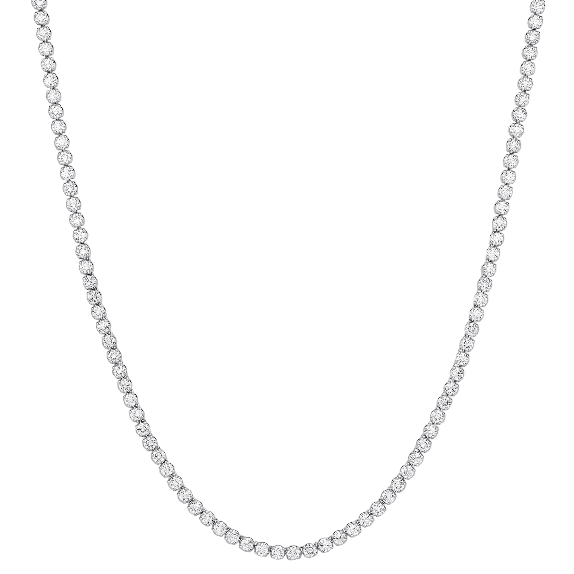 9ct White Gold 20.00ctw Lab Grown Diamond Tennis Necklace – IGI Certified
