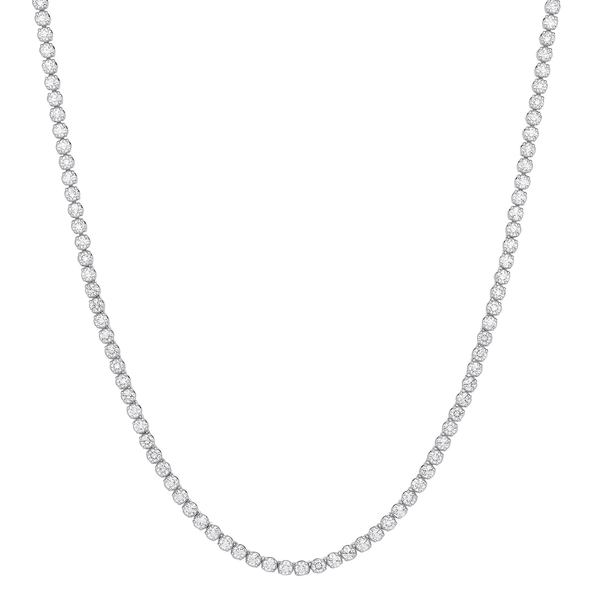 9ct White Gold 20.00ctw Lab Grown Diamond Tennis Necklace – IGI Certified