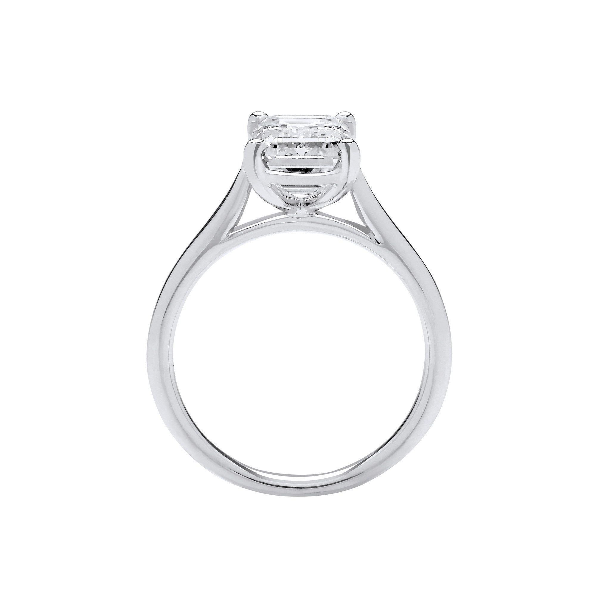 18ct White Gold 3.00ctw Emerald Cut LAB GROWN Diamond Ring IGI Certified