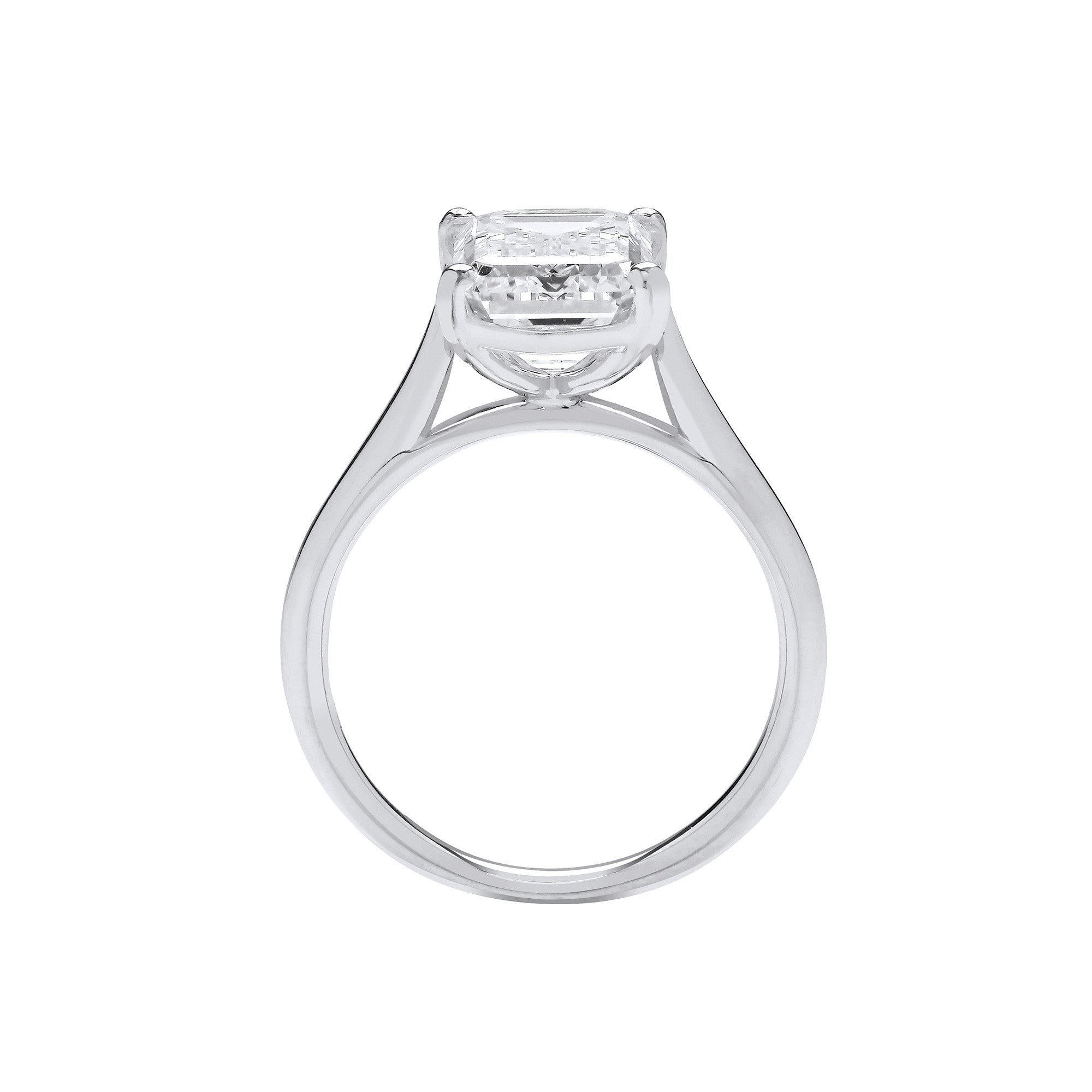 18ct White Gold 4.00ctw Emerald Cut Lab Grown Diamond Ring – IGI Certified
