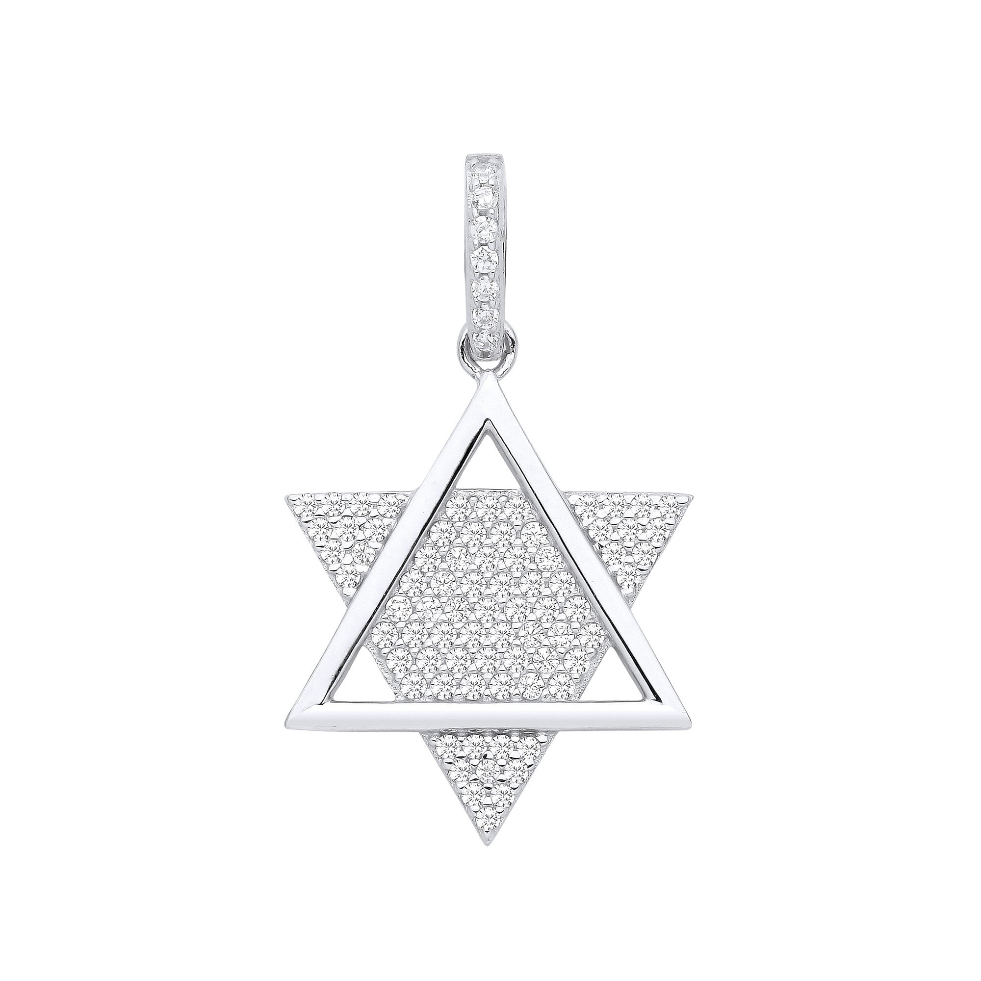Silver Star of David Cubic Zirconia Pendant