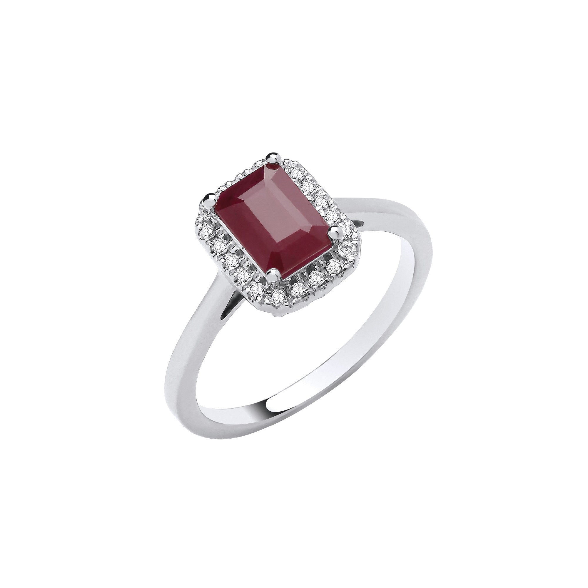 18ct White Gold 1.30ct Ruby & 0.12ct Diamond Ring