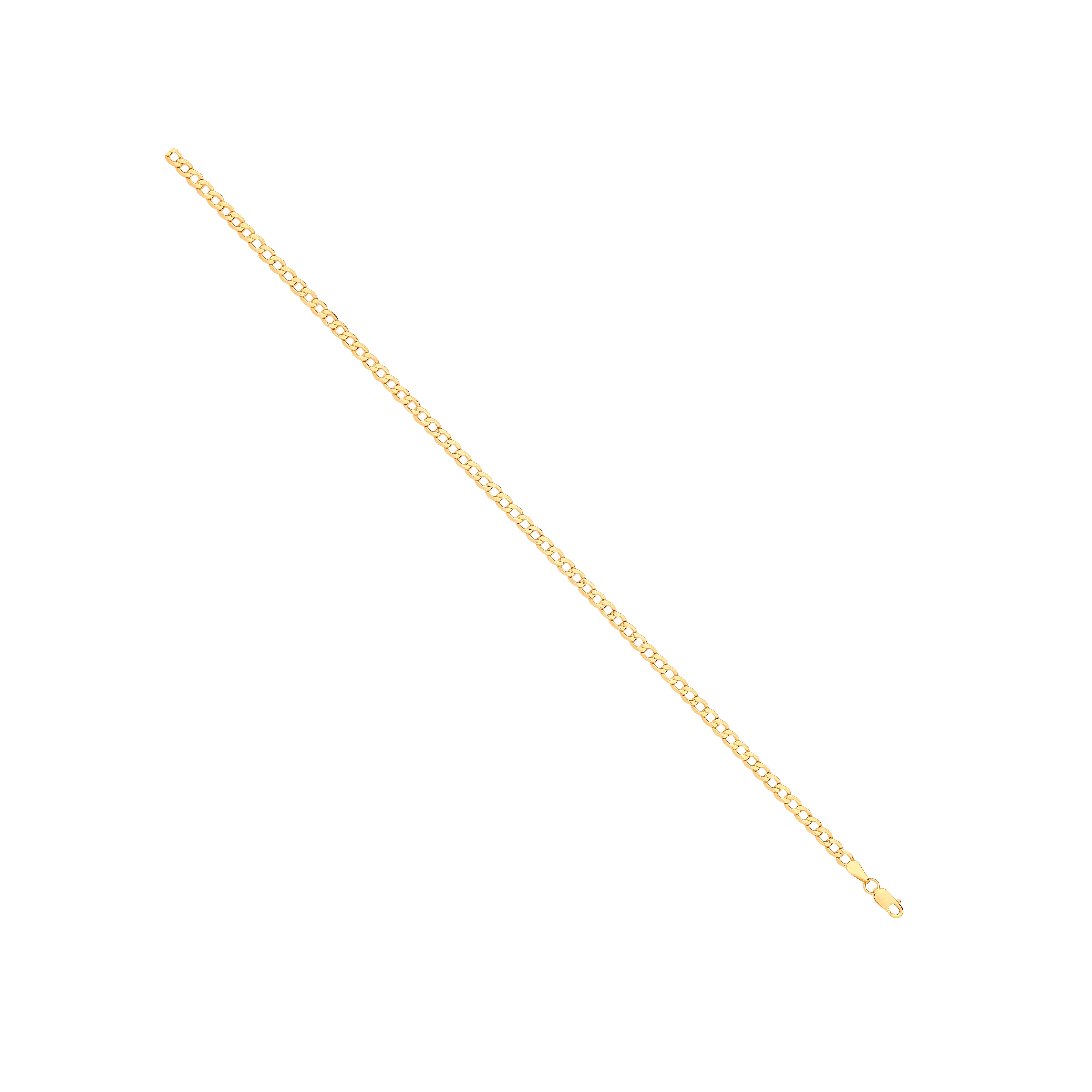 14ct Yellow Gold Hollow Beveled Curb Chain | 3.5mm