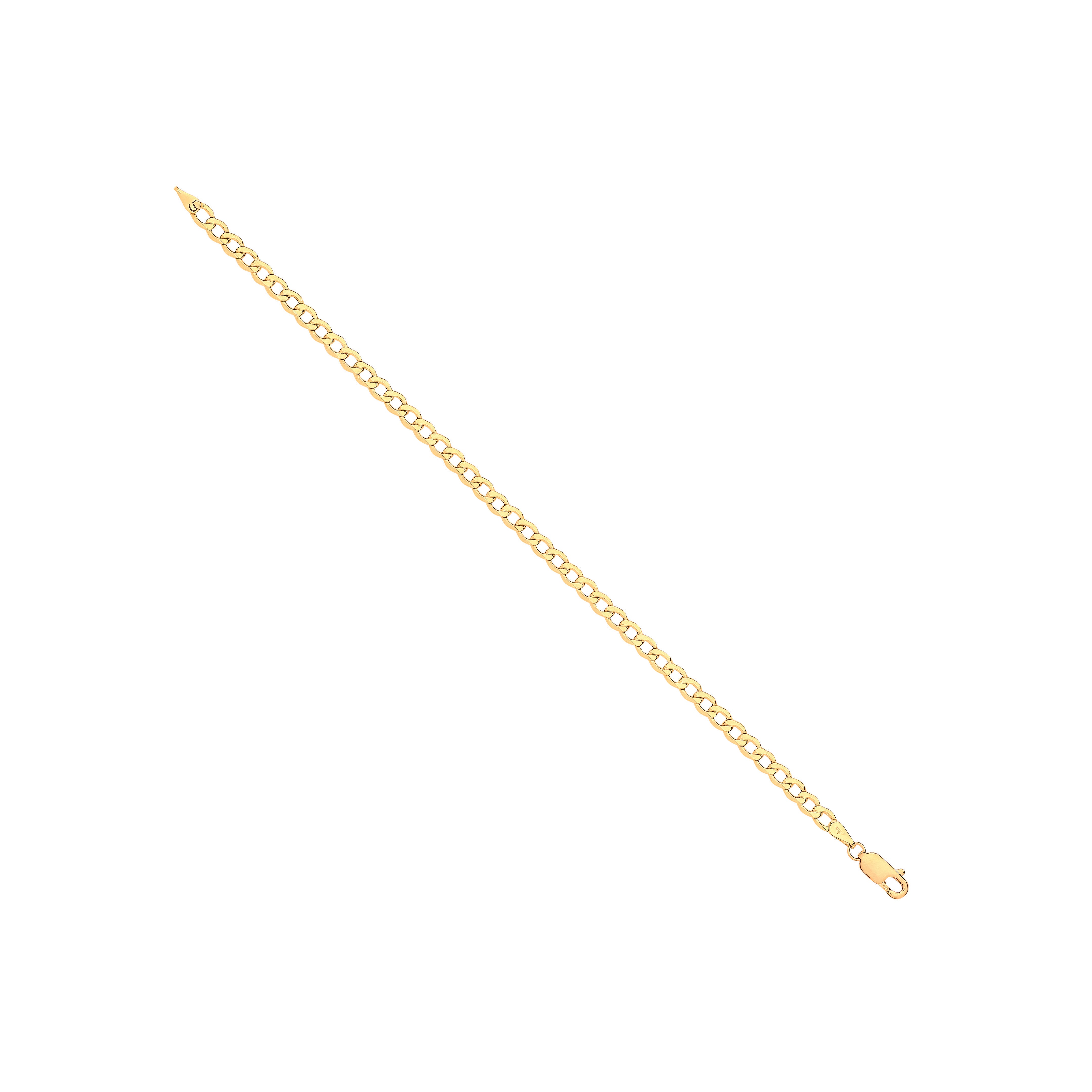 14ct Yellow Gold Hollow Beveled Curb Chain | 4.0mm
