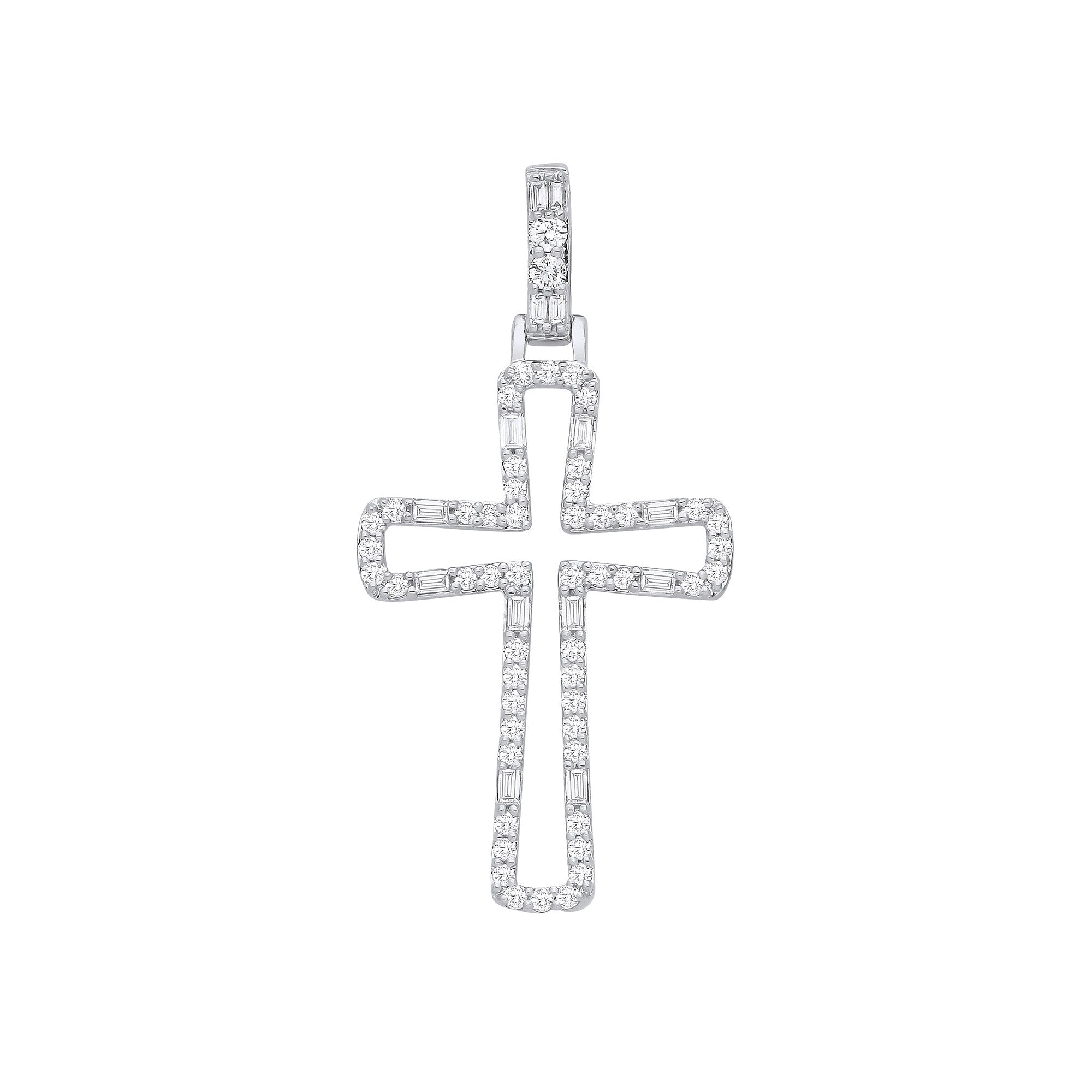 9ct White Gold 0.40ctw Diamond Cross Pendant