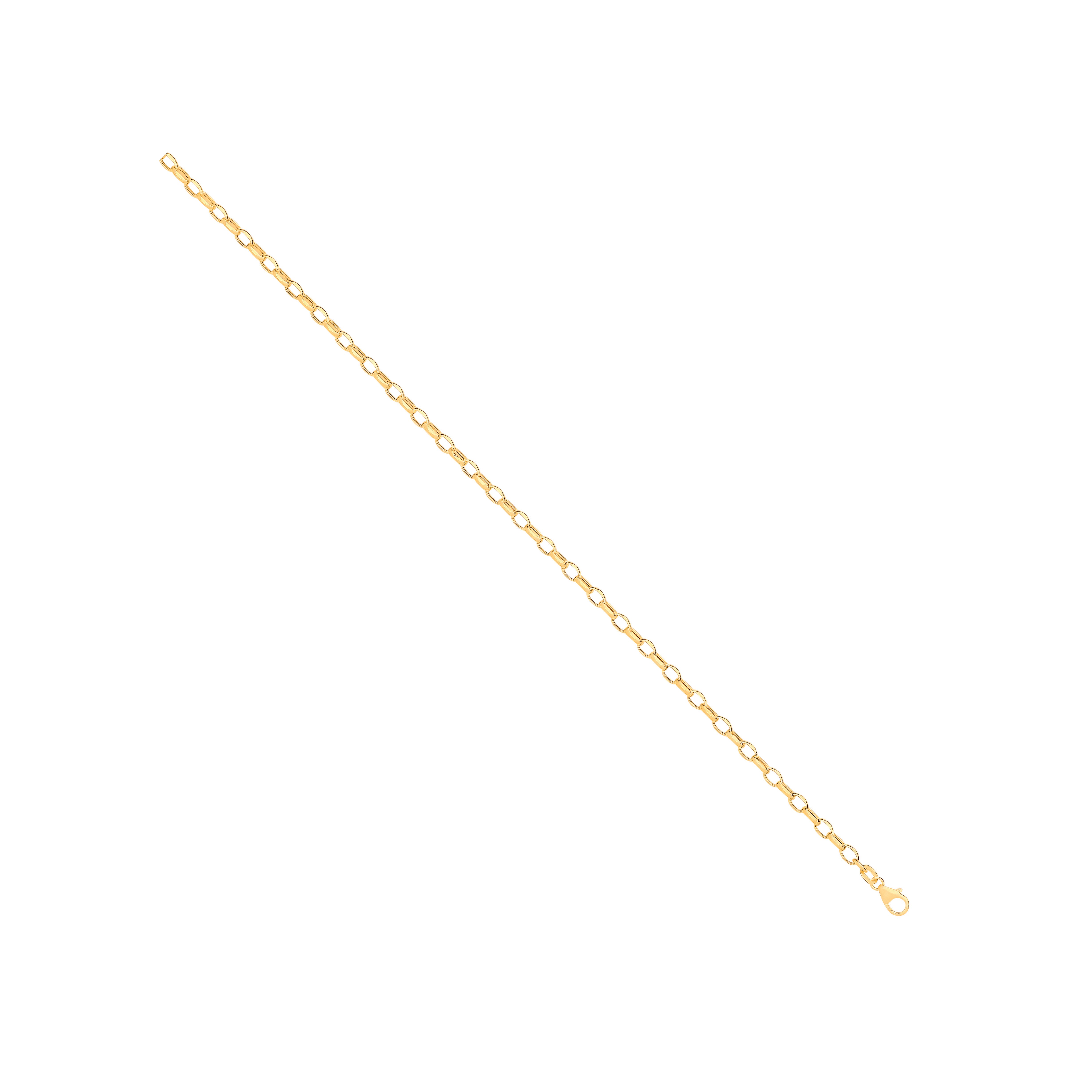 14ct Yellow Gold Hollow Oval Faceted Belcher Chain | 3.5mm