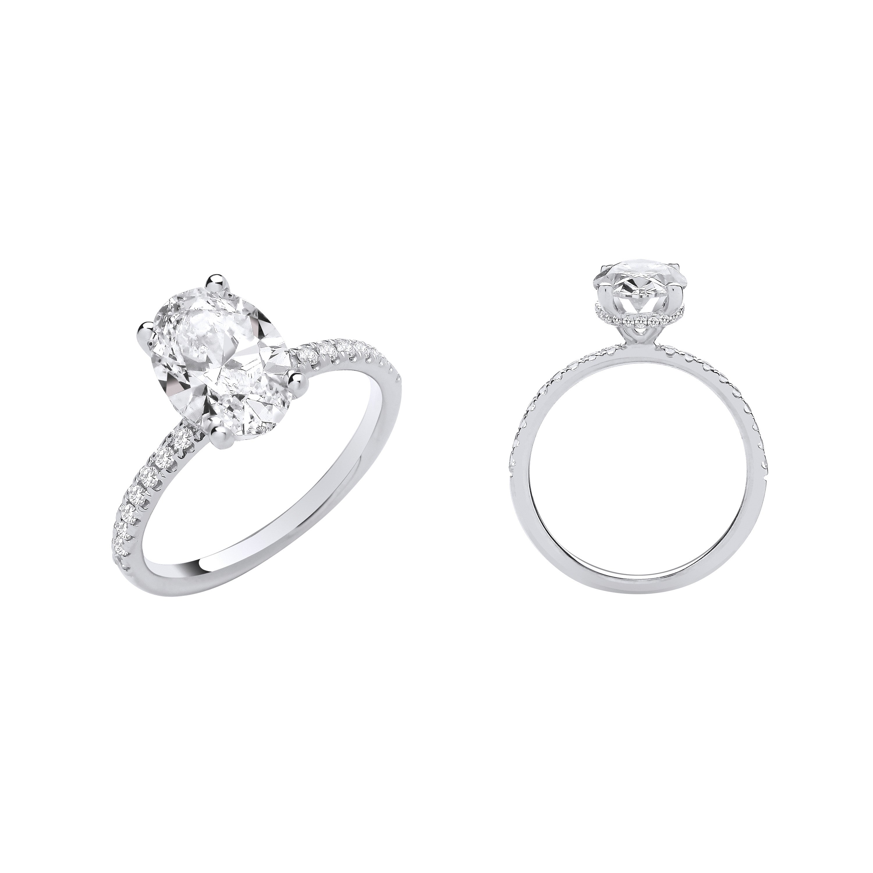 18ct White Gold 2.24ctw Oval LAB GROWN Hidden Halo Diamond Ring IGI Certified