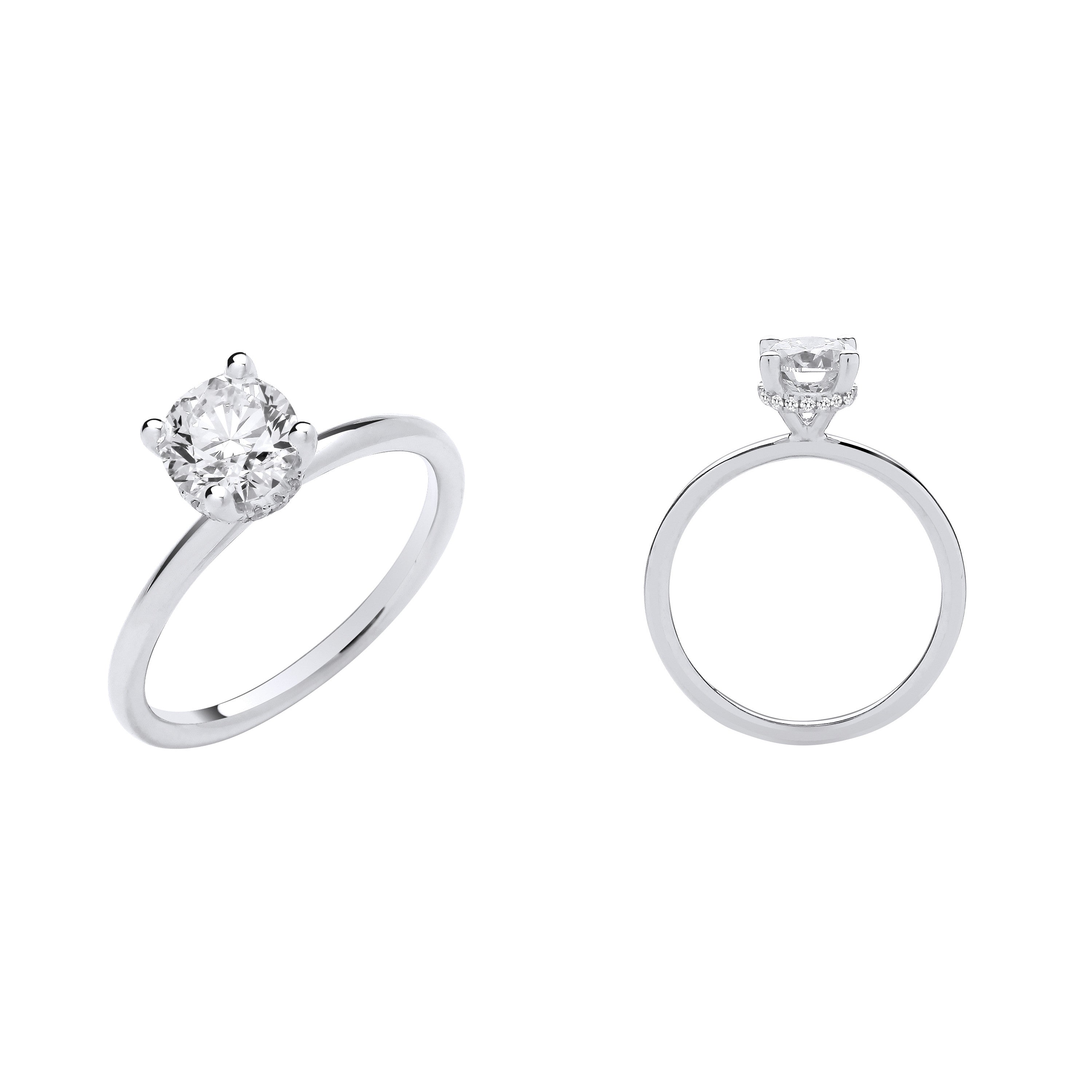 18ct White Gold 1.05ctw Solitaire LAB GROWN Hidden Halo Diamond Ring IGI Certified