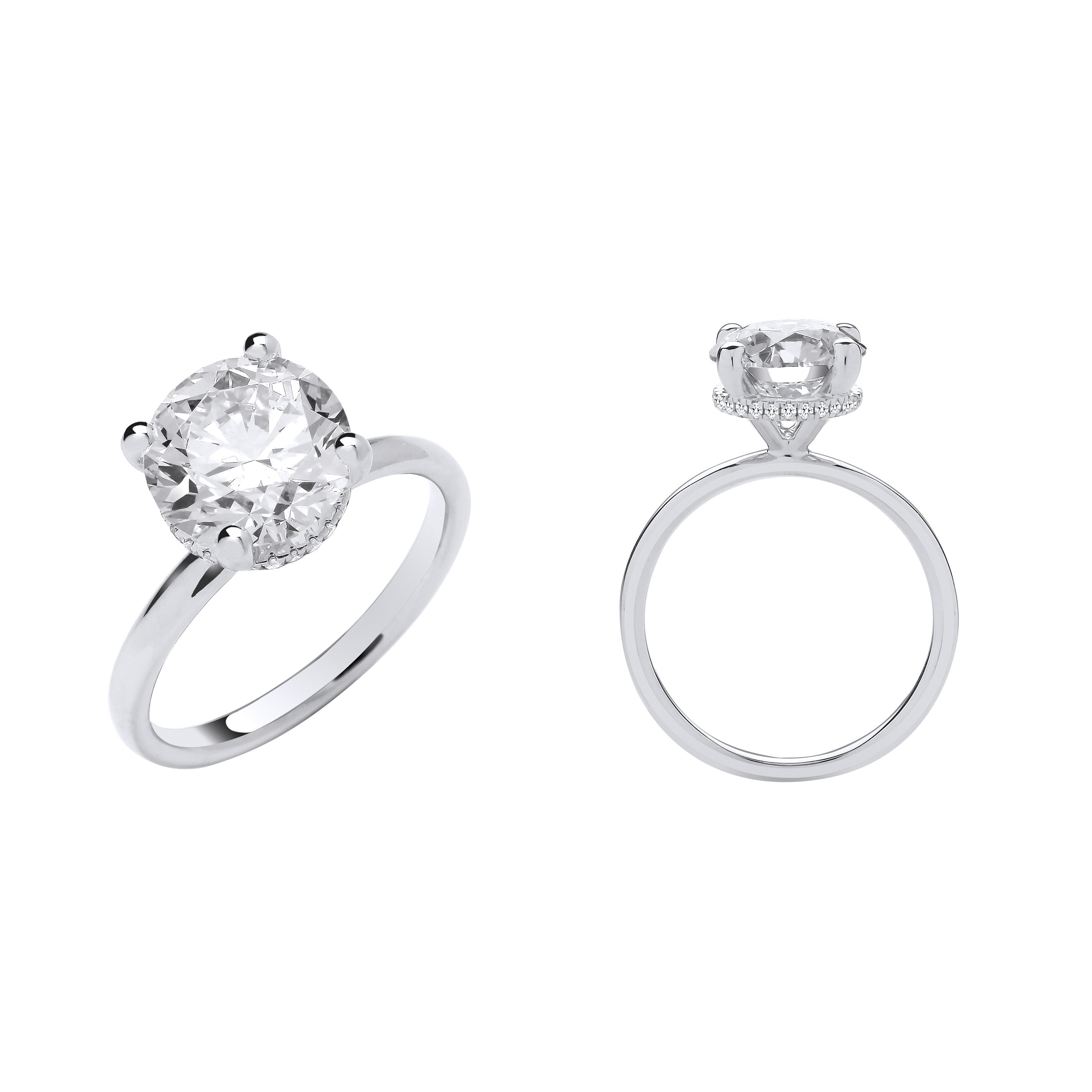 18ct White Gold 3.08ctw Solitaire LAB GROWN Hidden Halo Diamond Ring IGI Certified