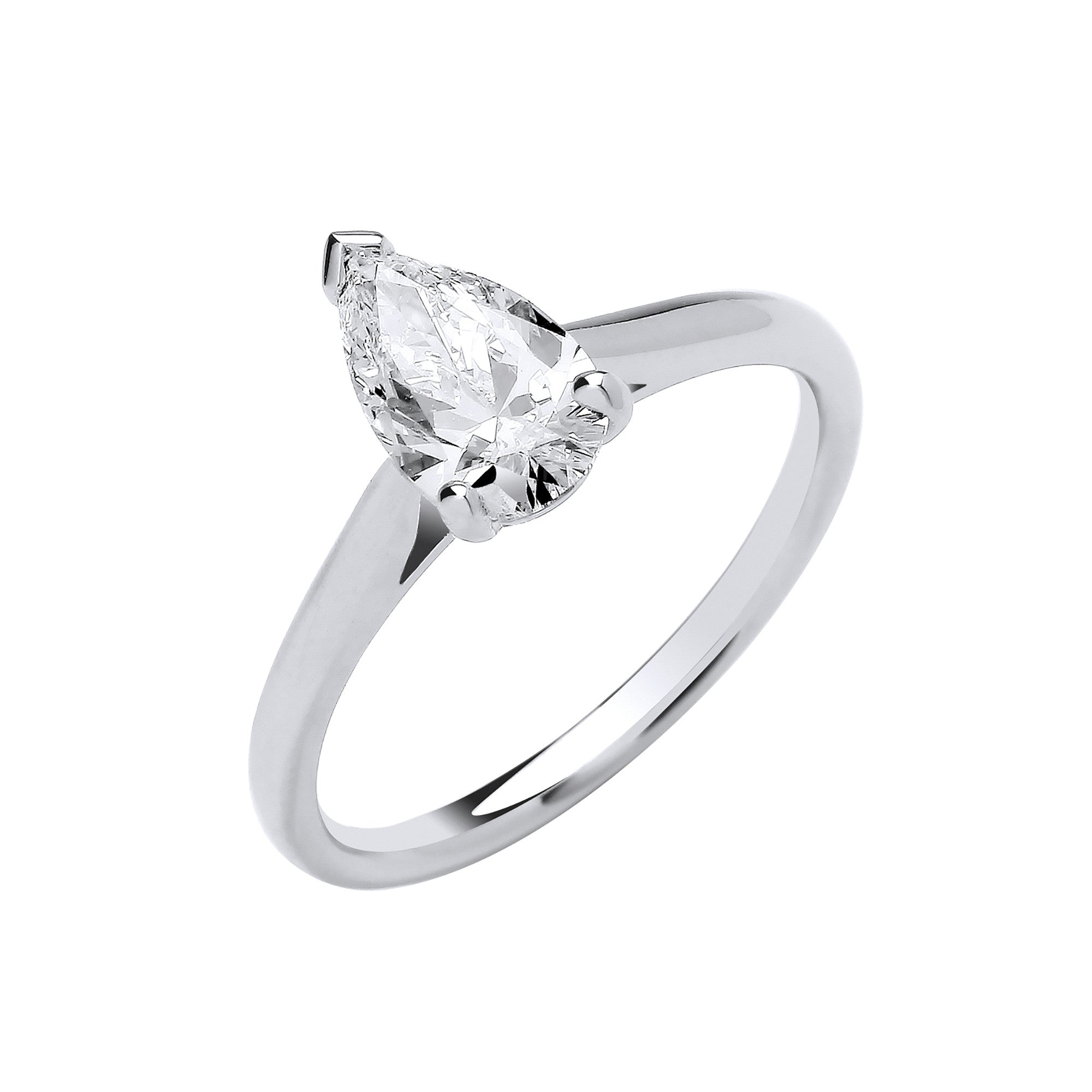 18ct White Gold 1.00ctw Pear Cut Lab Grown Diamond Ring IGI Certified