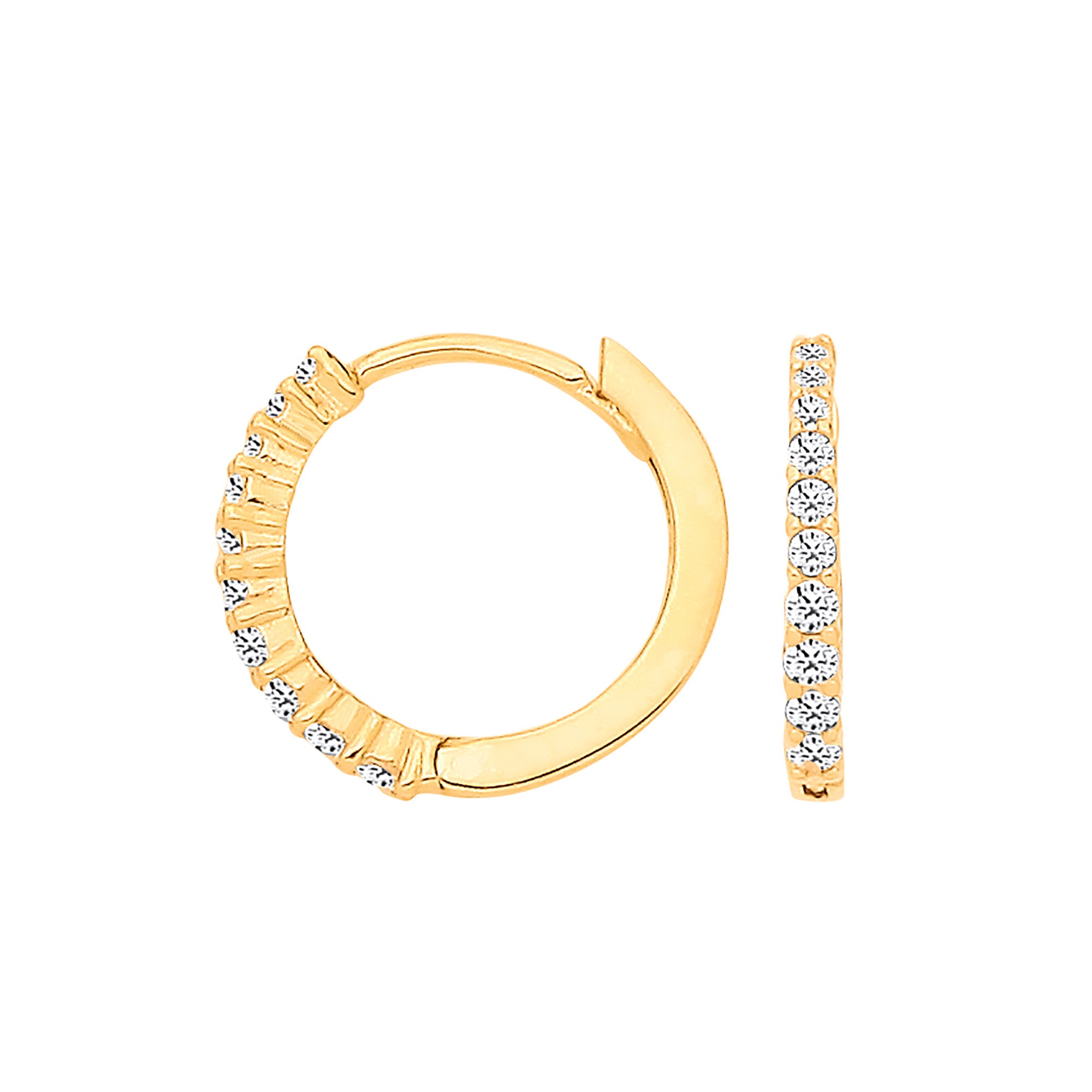 Yellow Gold Claw Set CZ Small Huggie Earrings