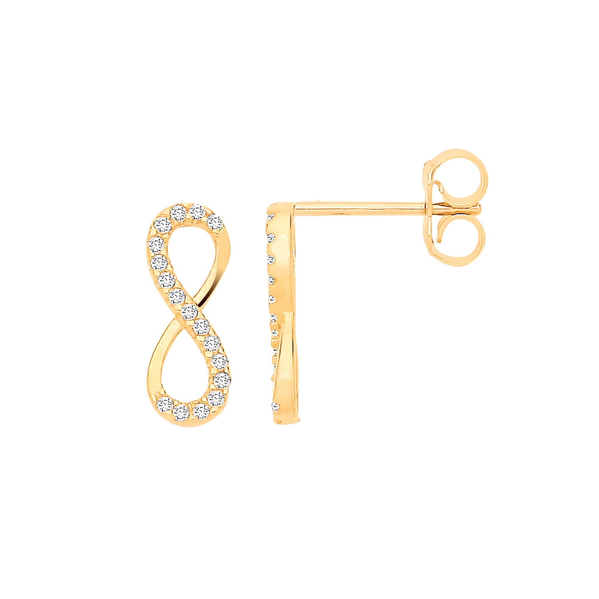 Yellow Gold Infinity CZ Earrings