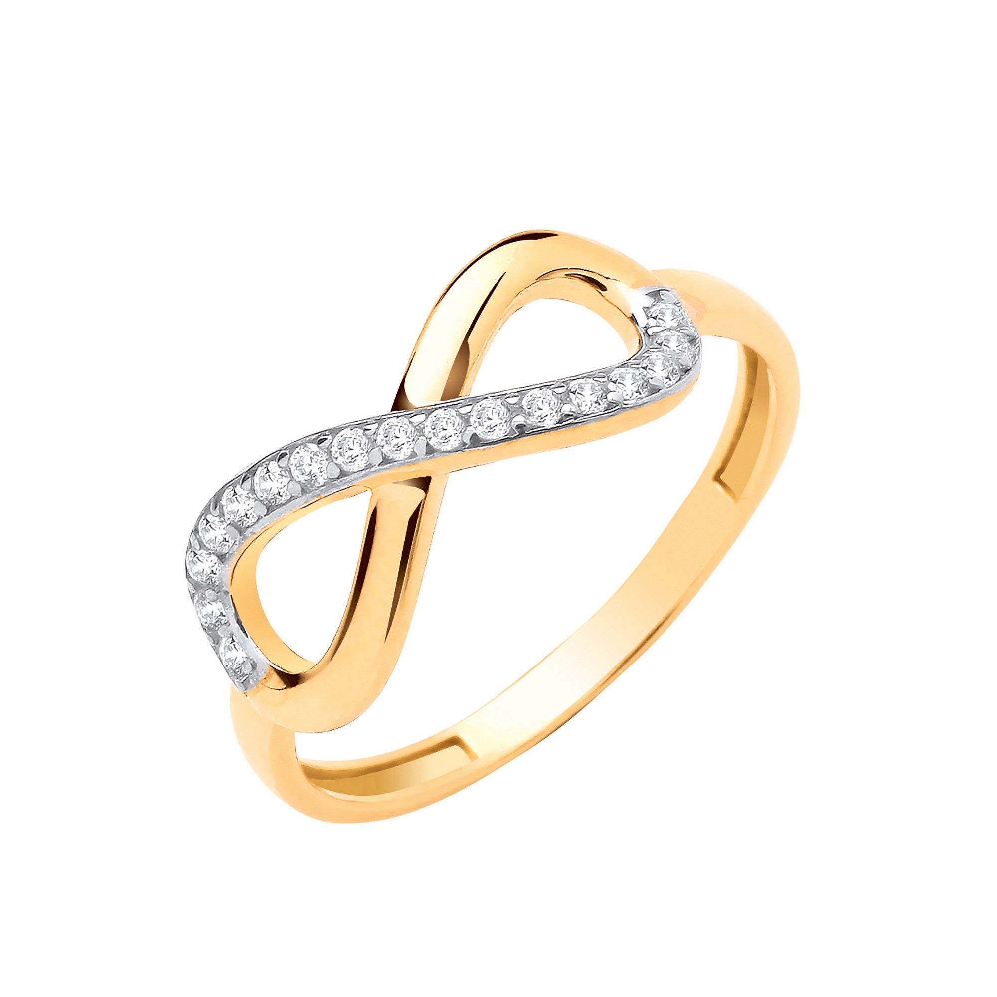 Yellow Gold Infinity CZ Ladies Ring