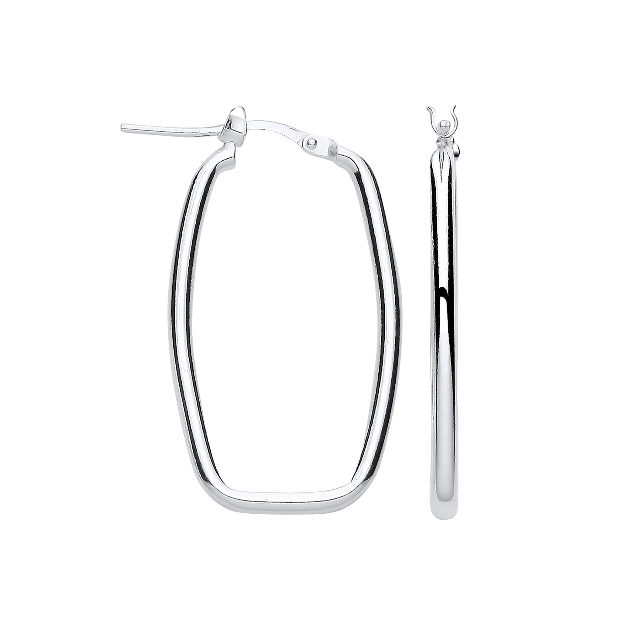 Silver Rectangular Creole Earrings