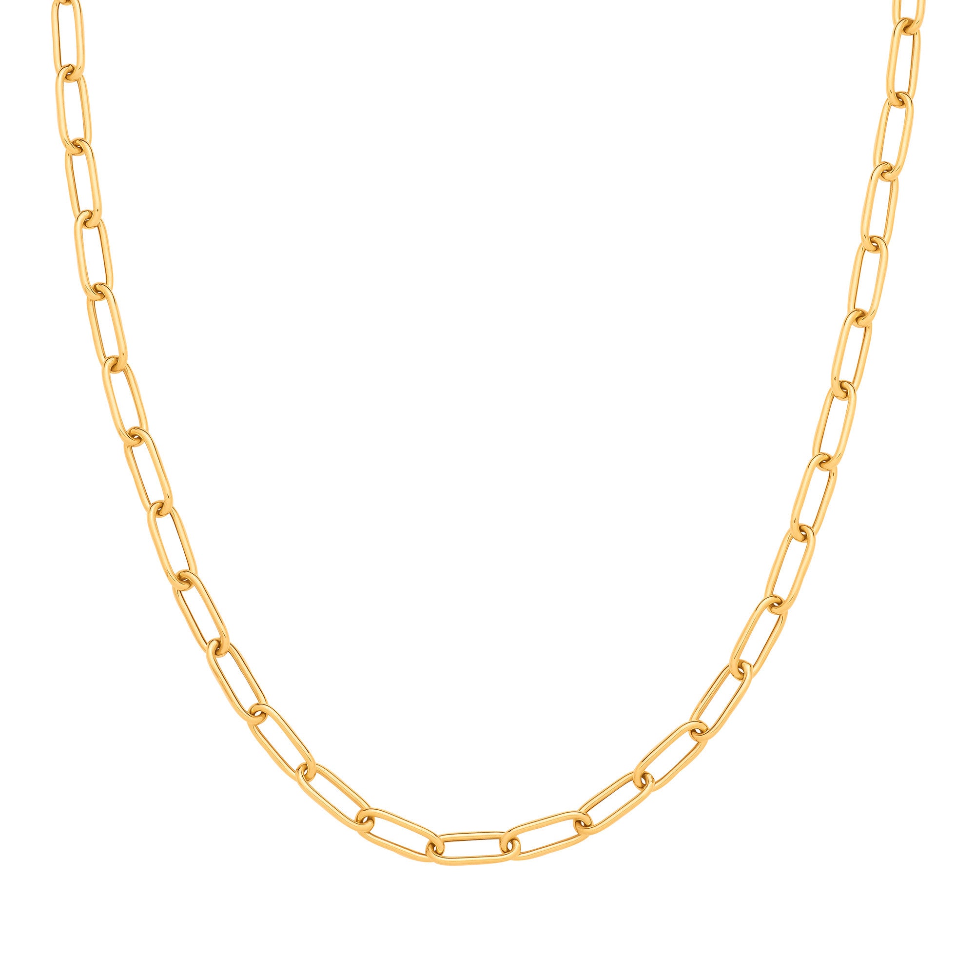 Yellow Gold Big Paper Clip Hollow Necklace/Bracelet